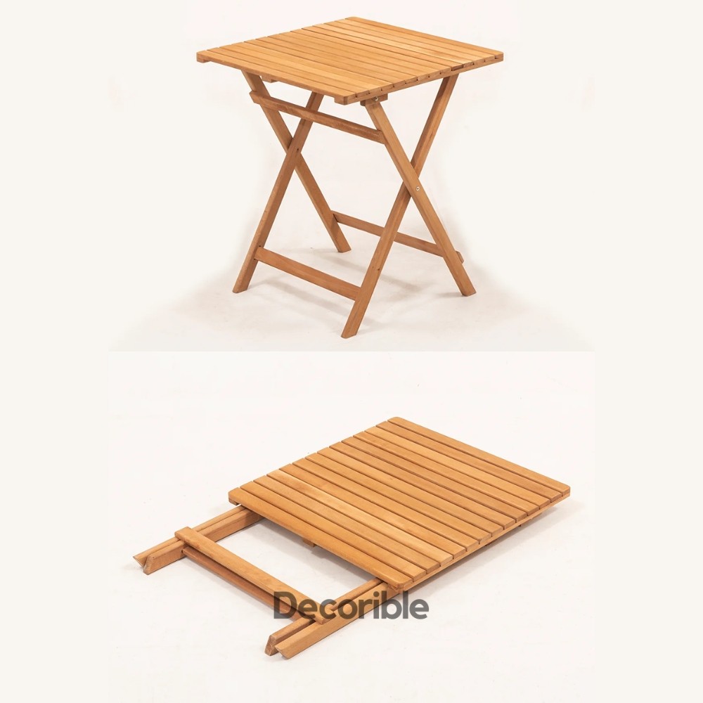 Flexdura 2+1 Katlanır Masa Sandalye Takımı Ahşap Balkon Bahçe Mobilyası