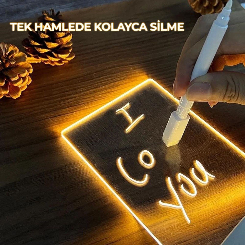 Decorible Yazılabilir - Silinebilir Led Çizim Tableti Gece Lambası