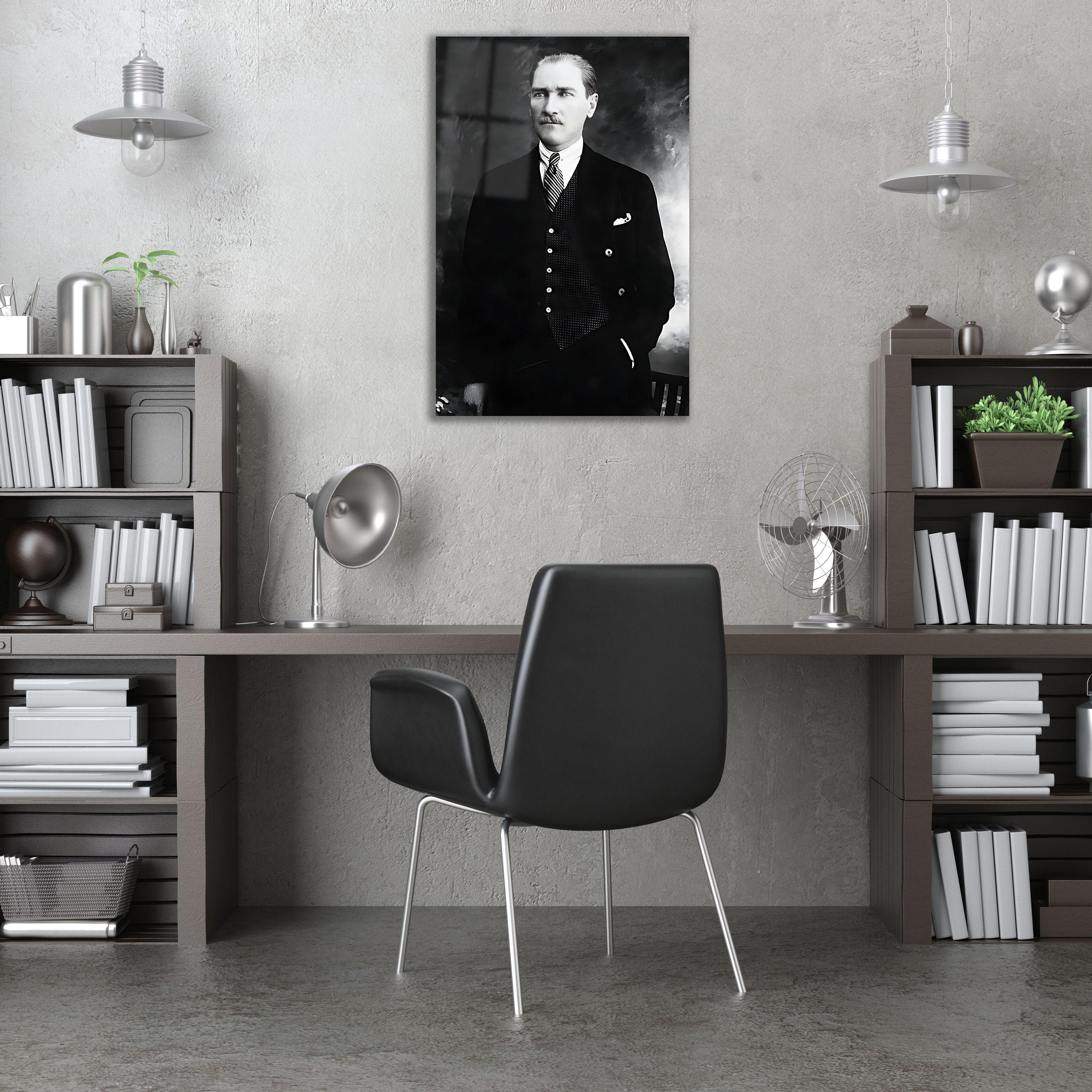 Mustafa Kemal Atatürk Portesi Cam Tablo