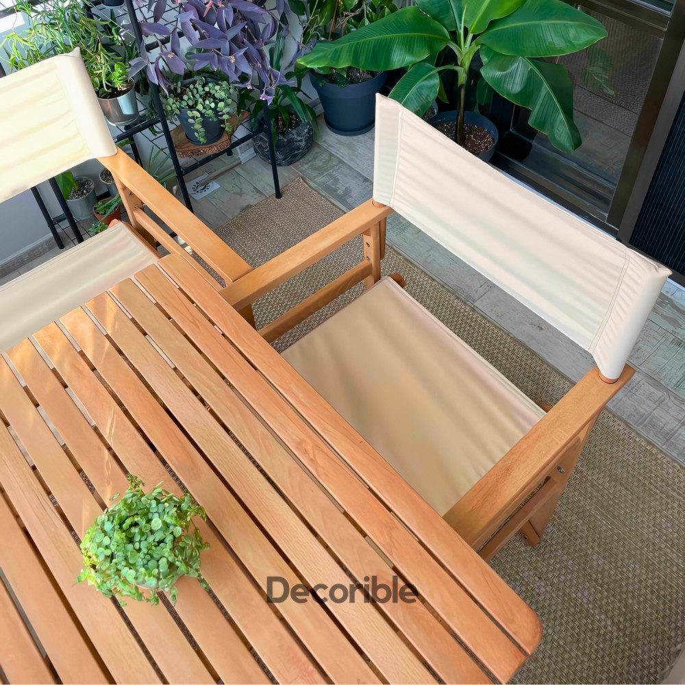 Rejisera Katlanır Ahşap Masa Sandalye Seti Balkon Bahçe Takımı