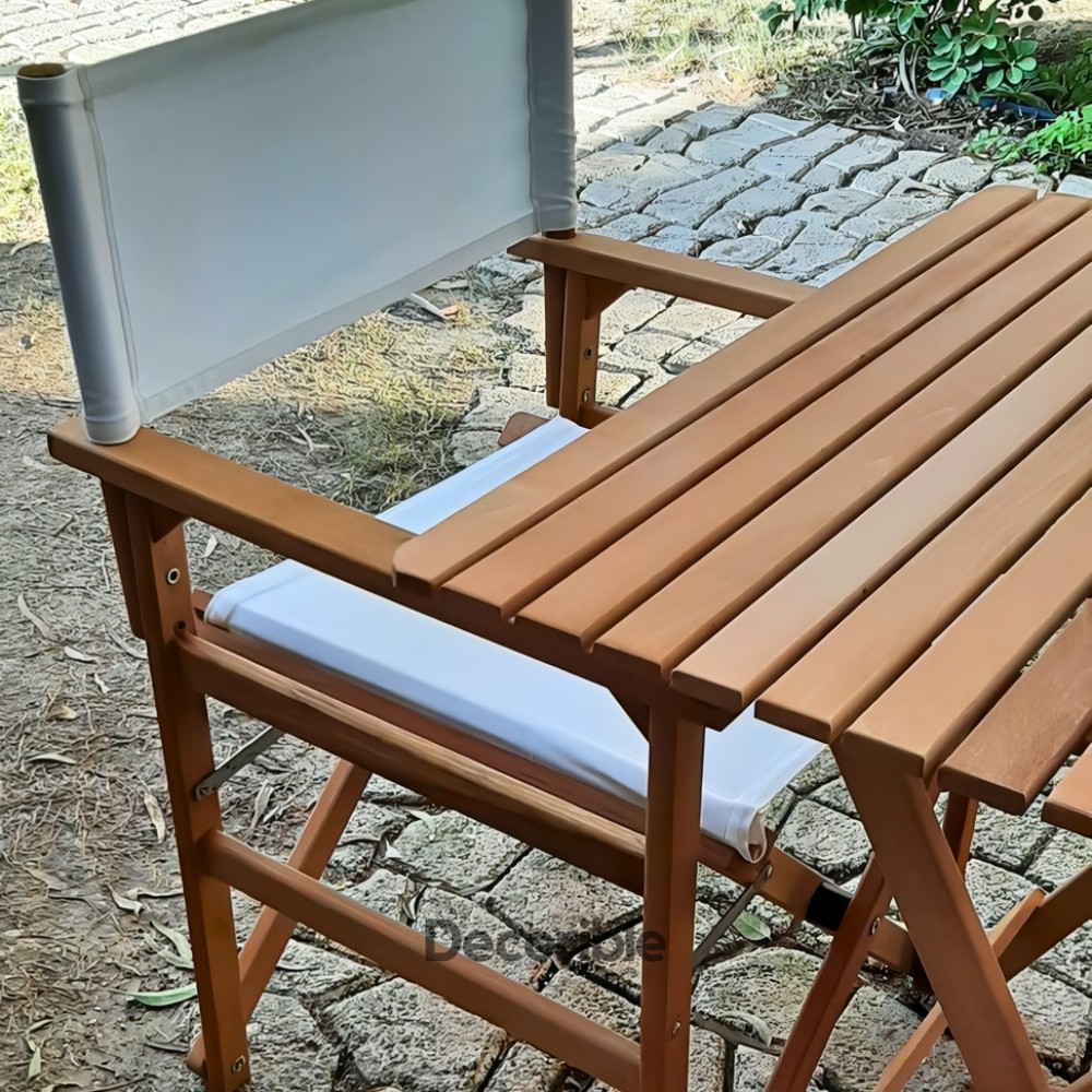 Rejisera Katlanır Ahşap Masa Sandalye Seti Balkon Bahçe Takımı