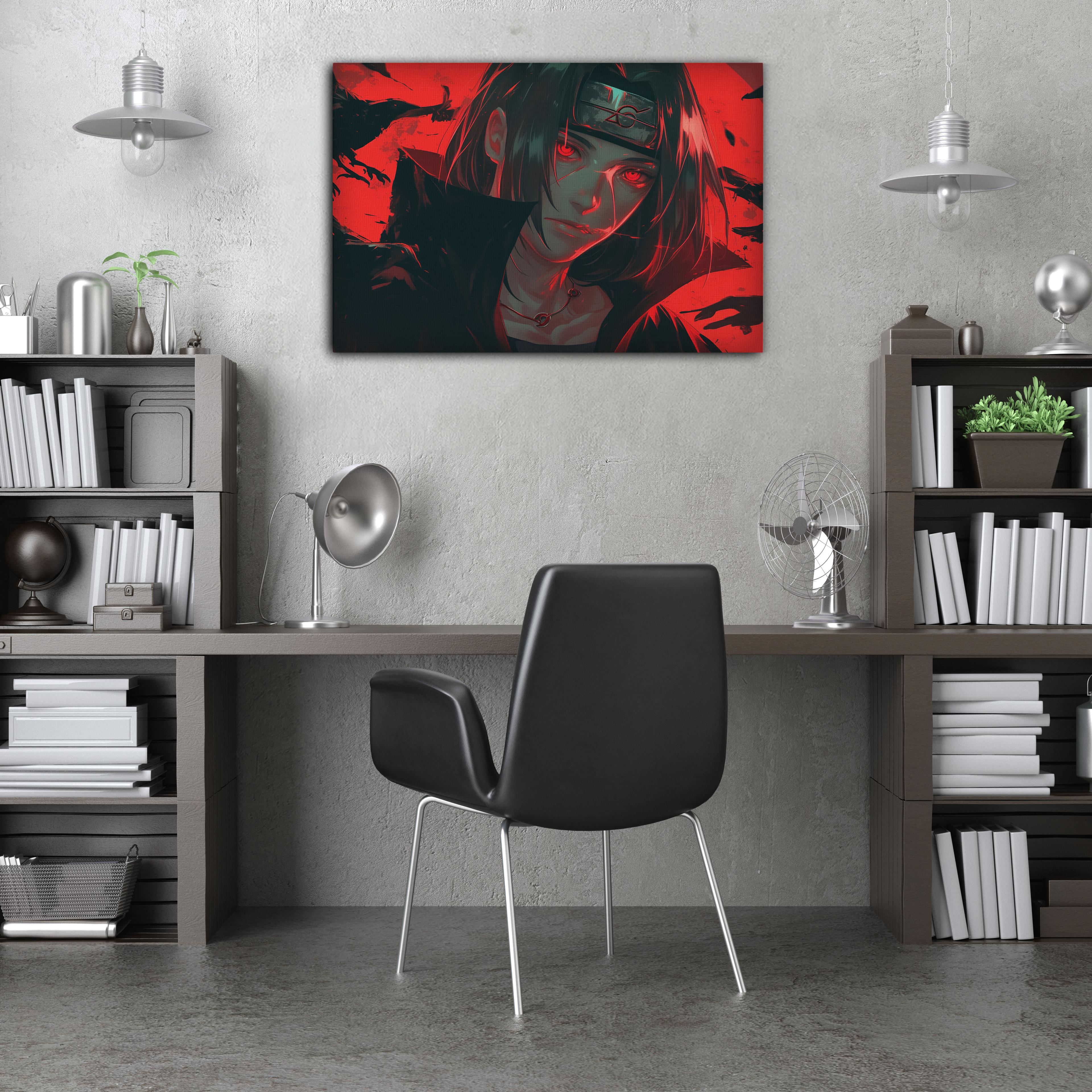 Itachi Uchiha Sharingan Crow Akatsuki Naruto Kanvas Tablo