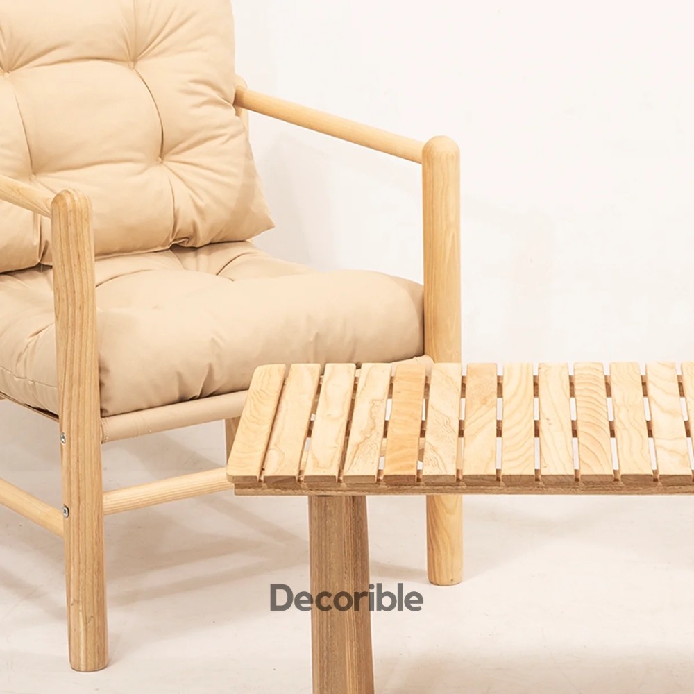 Timberway Kestane Ağacı Ahşap Mobilya Takımı Bahçe Mobilyası 1+1+S