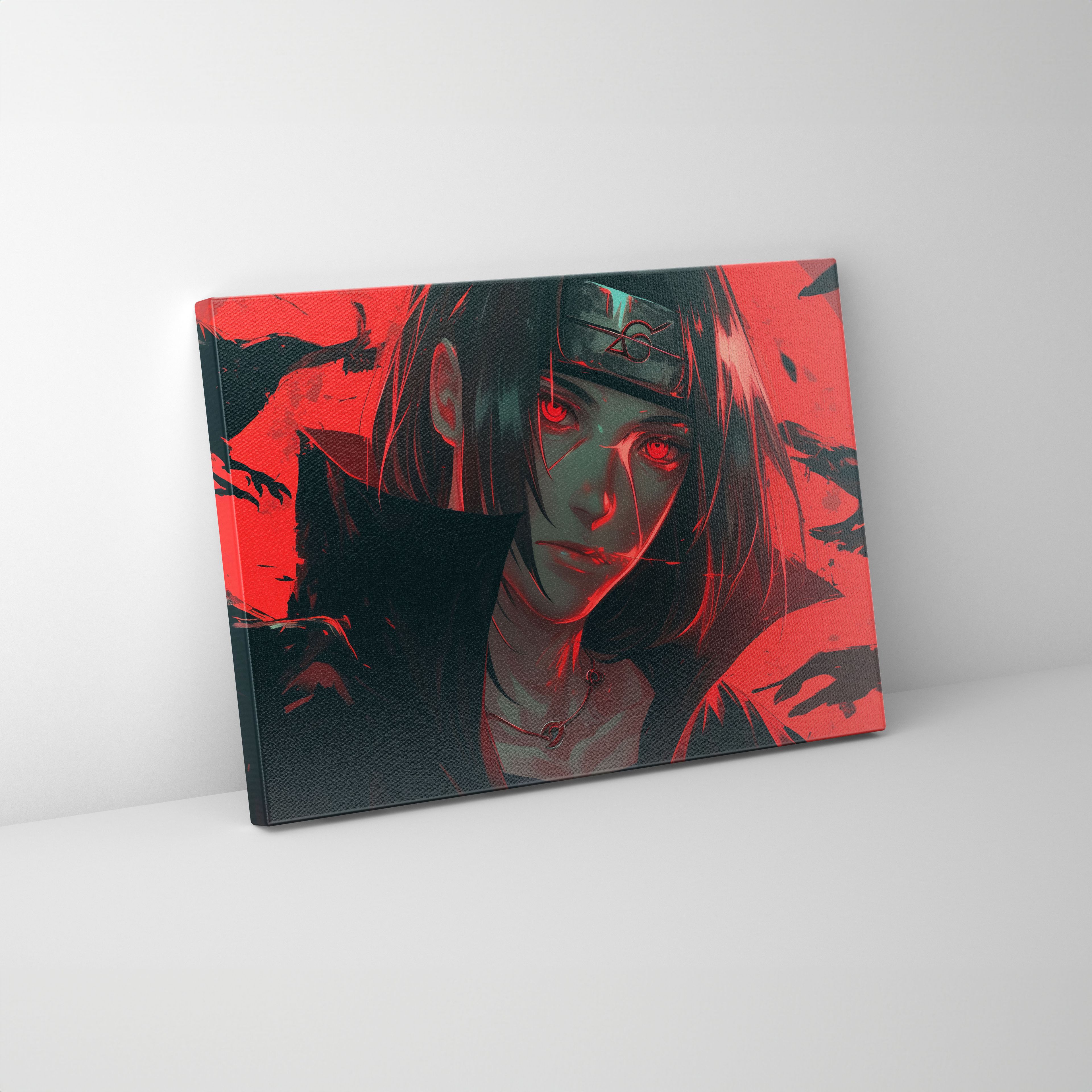 Itachi Uchiha Sharingan Crow Akatsuki Naruto Kanvas Tablo