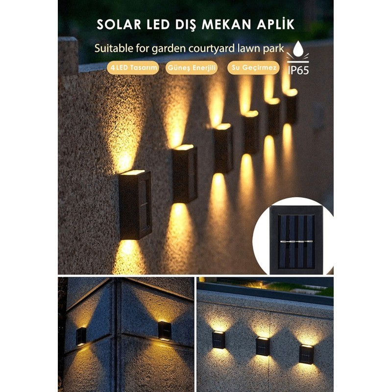 Decorible Solar Serisi Güneş Enerjili Çift Taraflı Duvar Aplik Dış Mekan Bahçe Aydınlatması