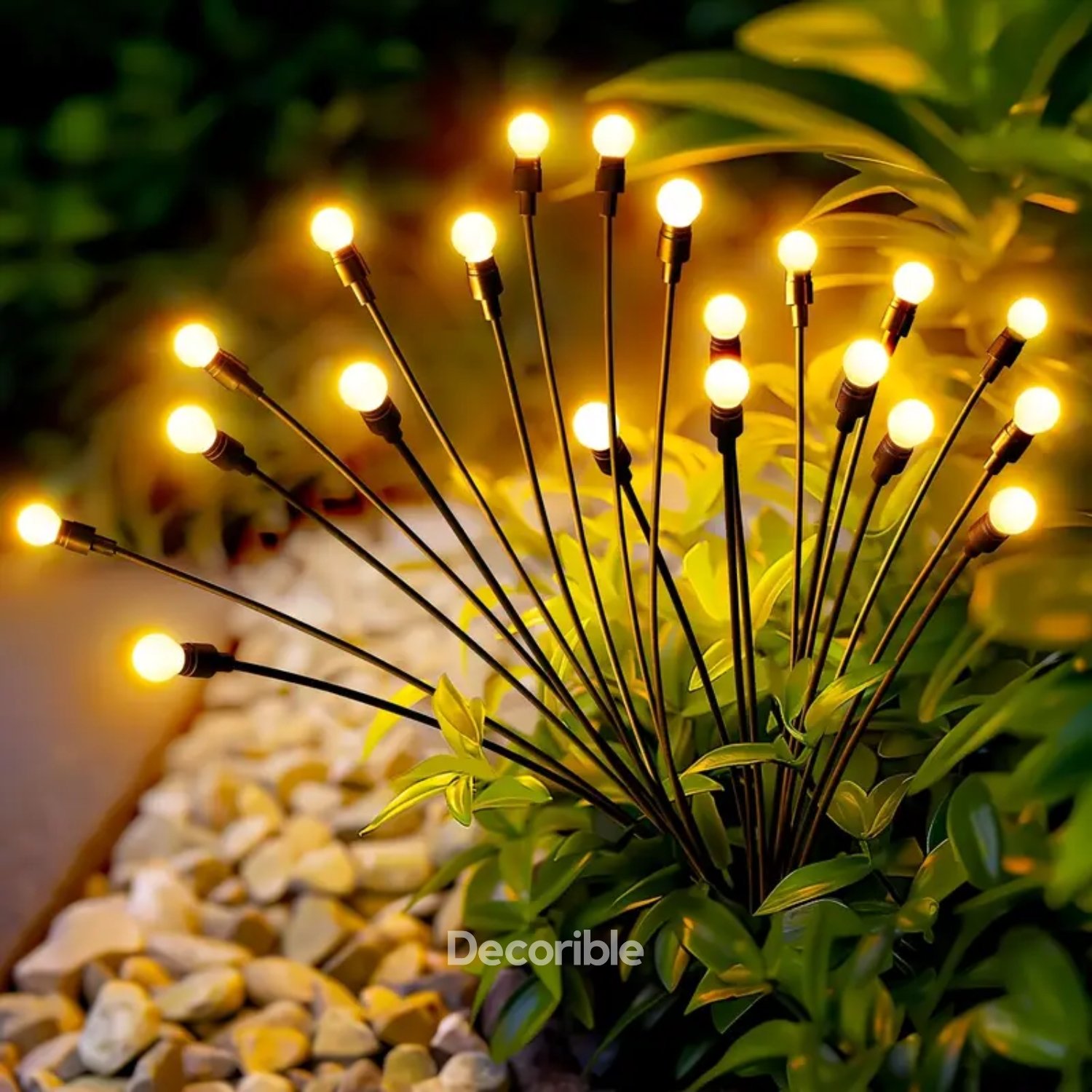 Lampy Güneş Enerjili Solar Ateşböceği Bahçe Işıkları 8 Led Kazıklı Bahçe Dekorasyonu Gün Işığı 2‘li Paket