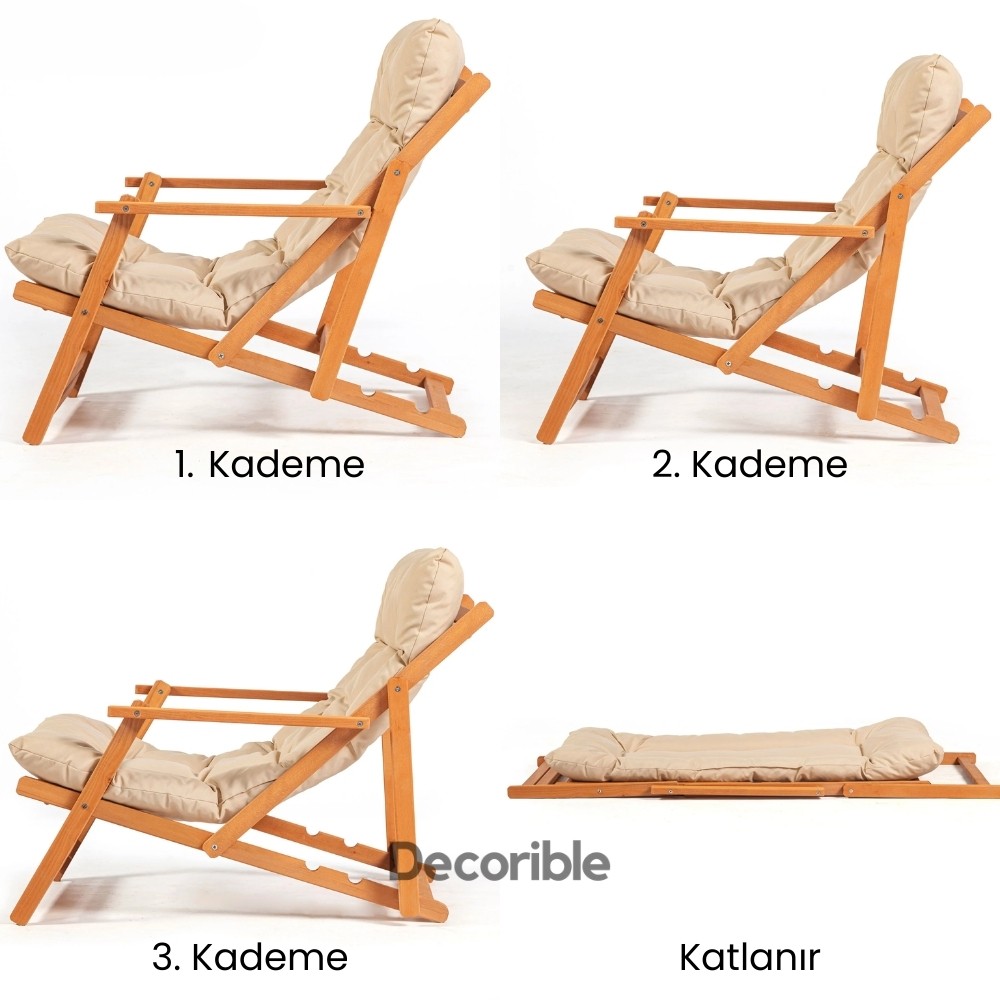 Layvia Tekli Kollu Şezlong Sandalye Ahşap