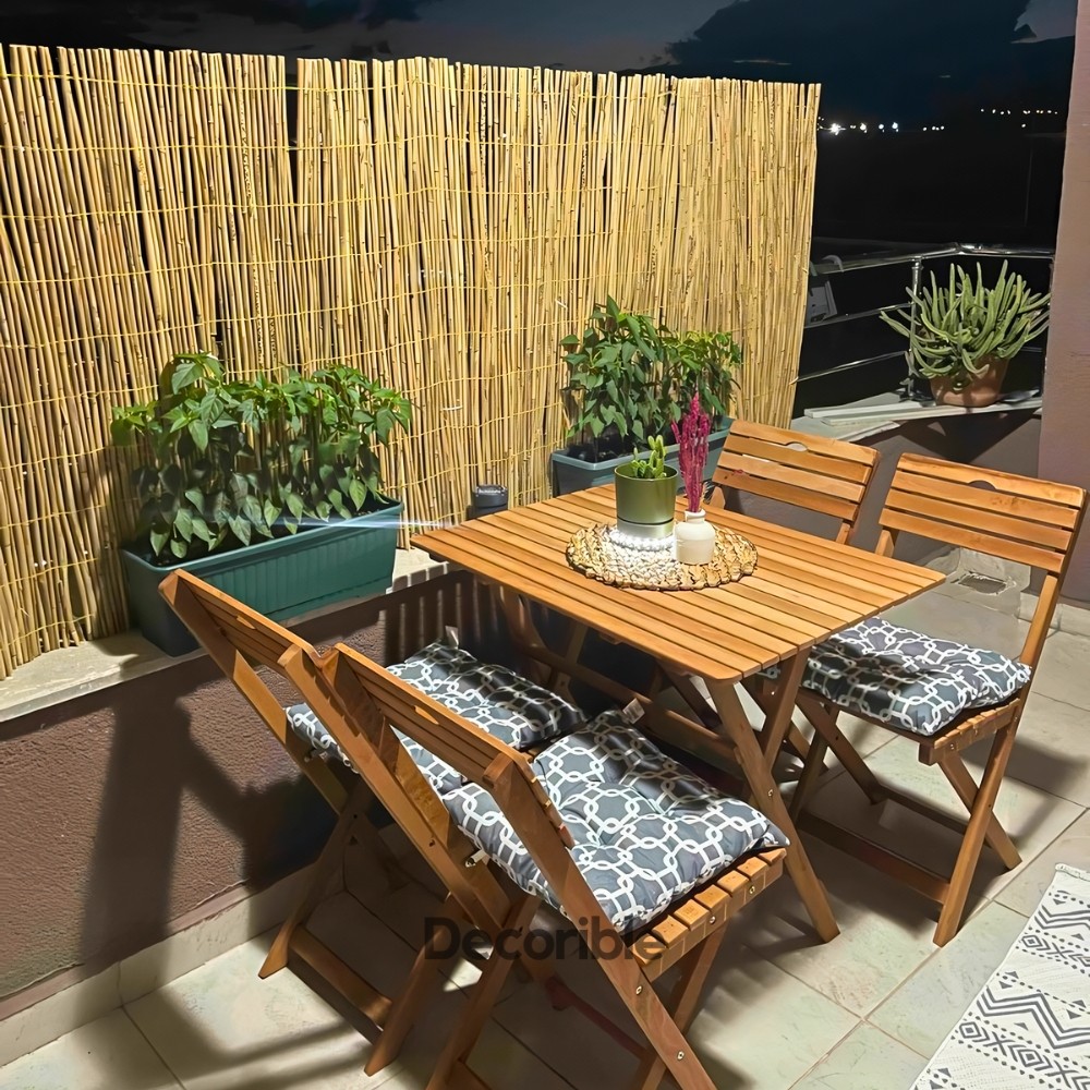 Foldi Katlanır Masa Sandalye Takımı Ahşap Balkon Bahçe Yemek Takımı 4+1