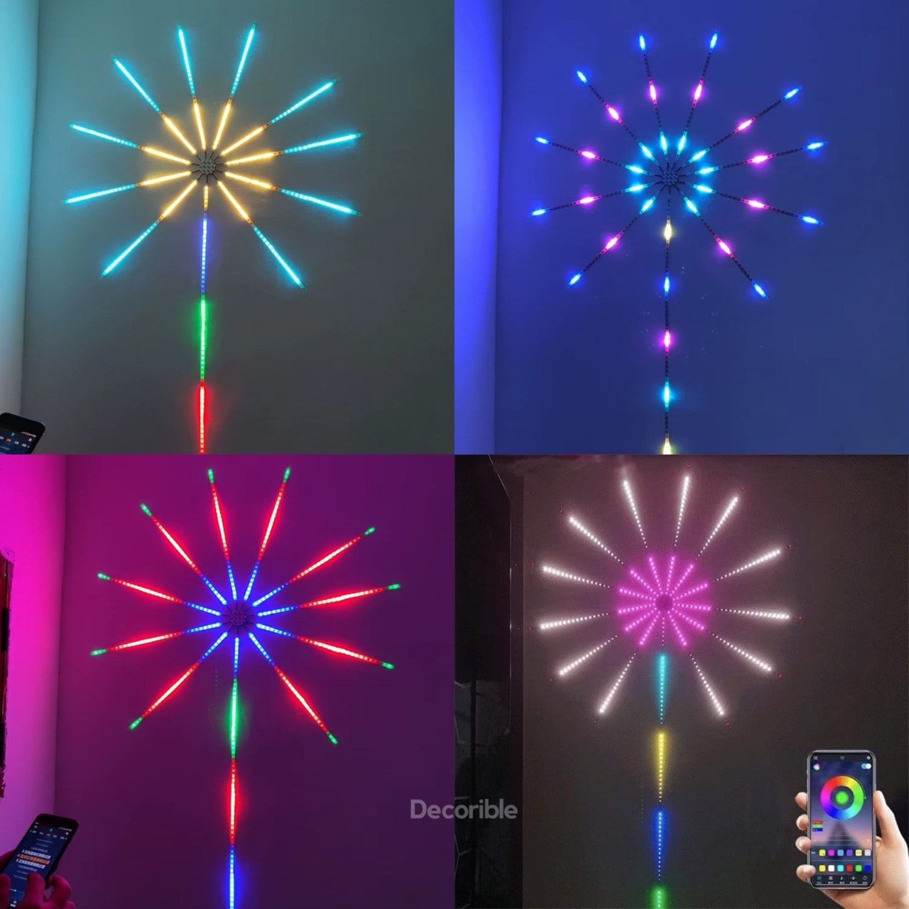 Hawaii RGB LED Şerit Kumandalı USB Bluetooth Telefon Kontrollü Ses Etkileşimli Dekoratif Aydınlatma
