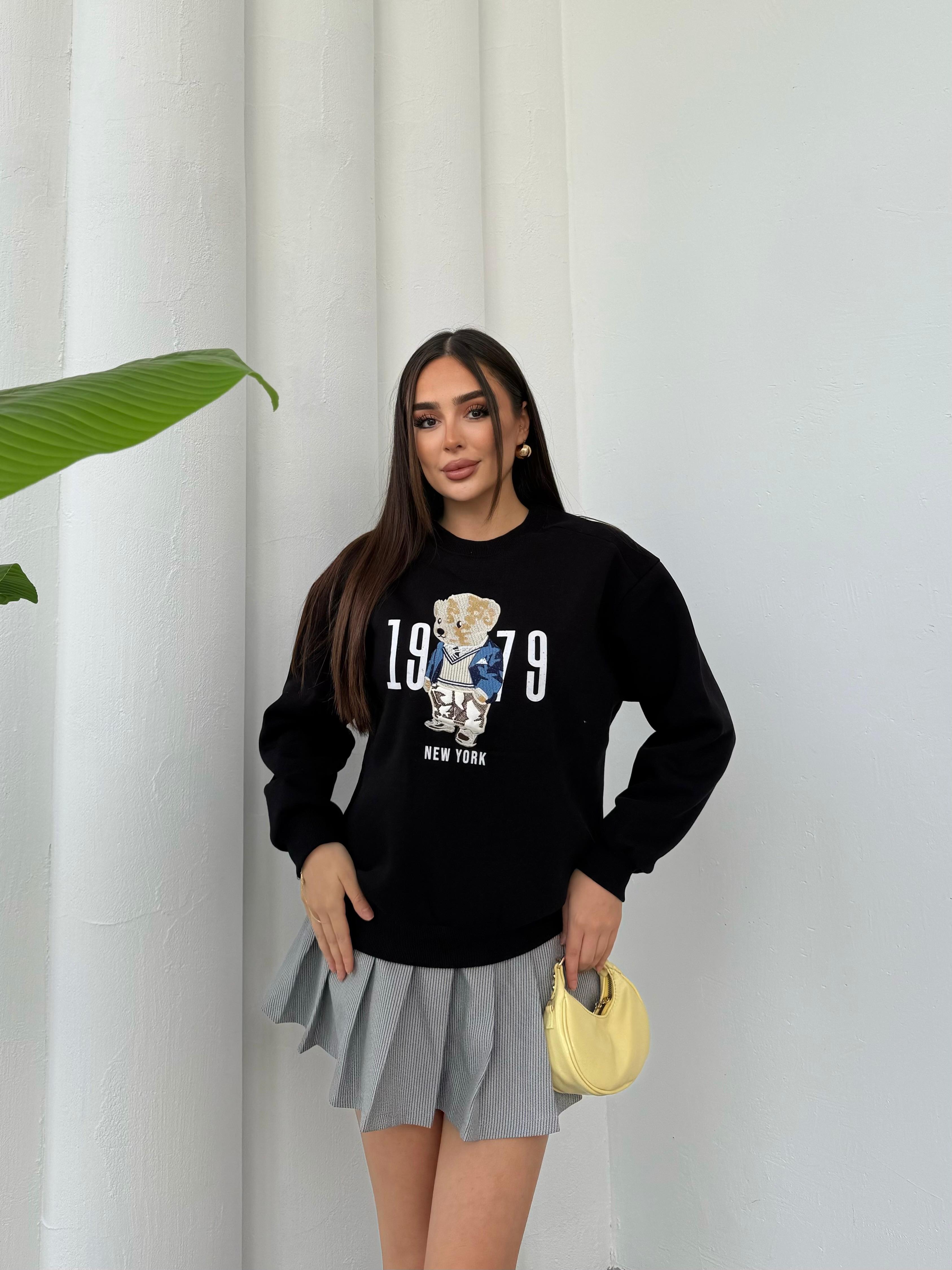 Kadın Newyork Baskılı Sweatshirt - SİYAH