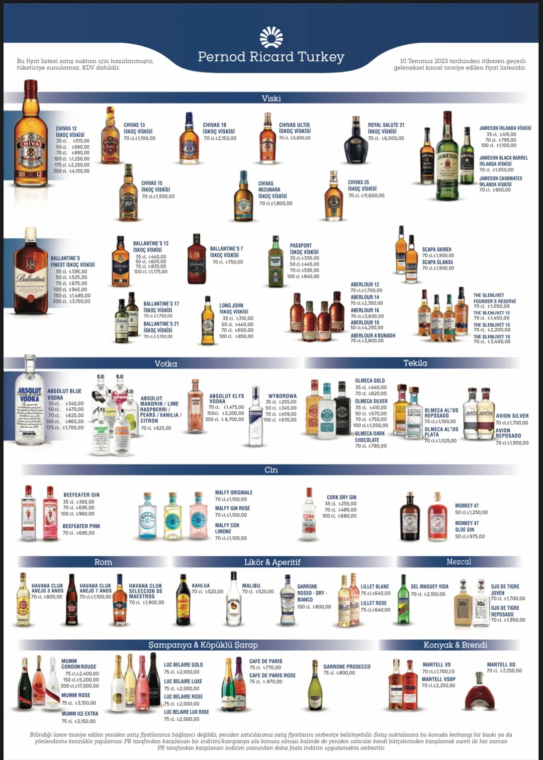 Chivas regal viski fiyatları 10 temmuz 2023