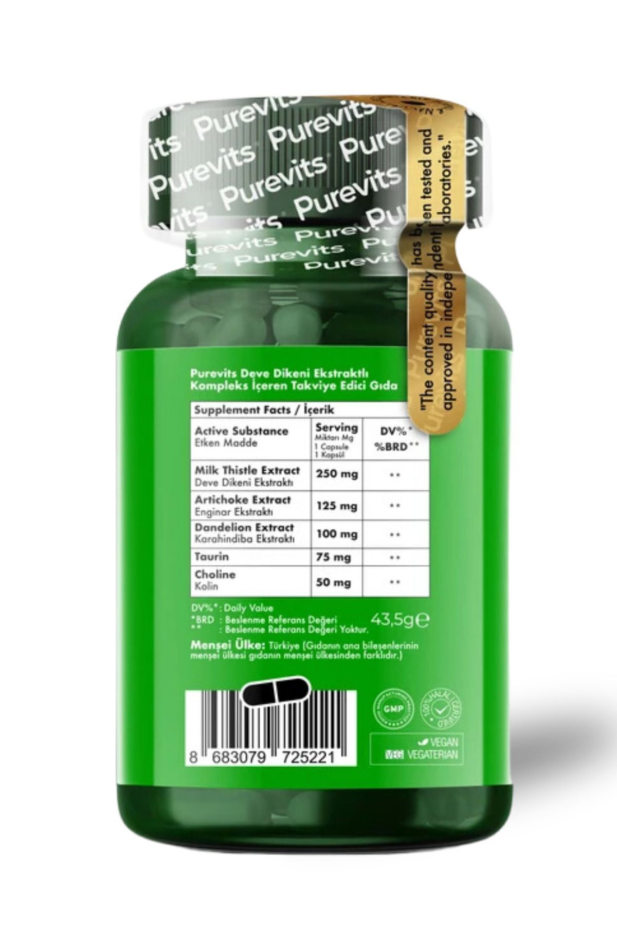 Milk Thistle Complex Deve Dikeni Enginar Ekstraktı Karahindiba Taurin Kolin 60 Adet Vegan Kapsül