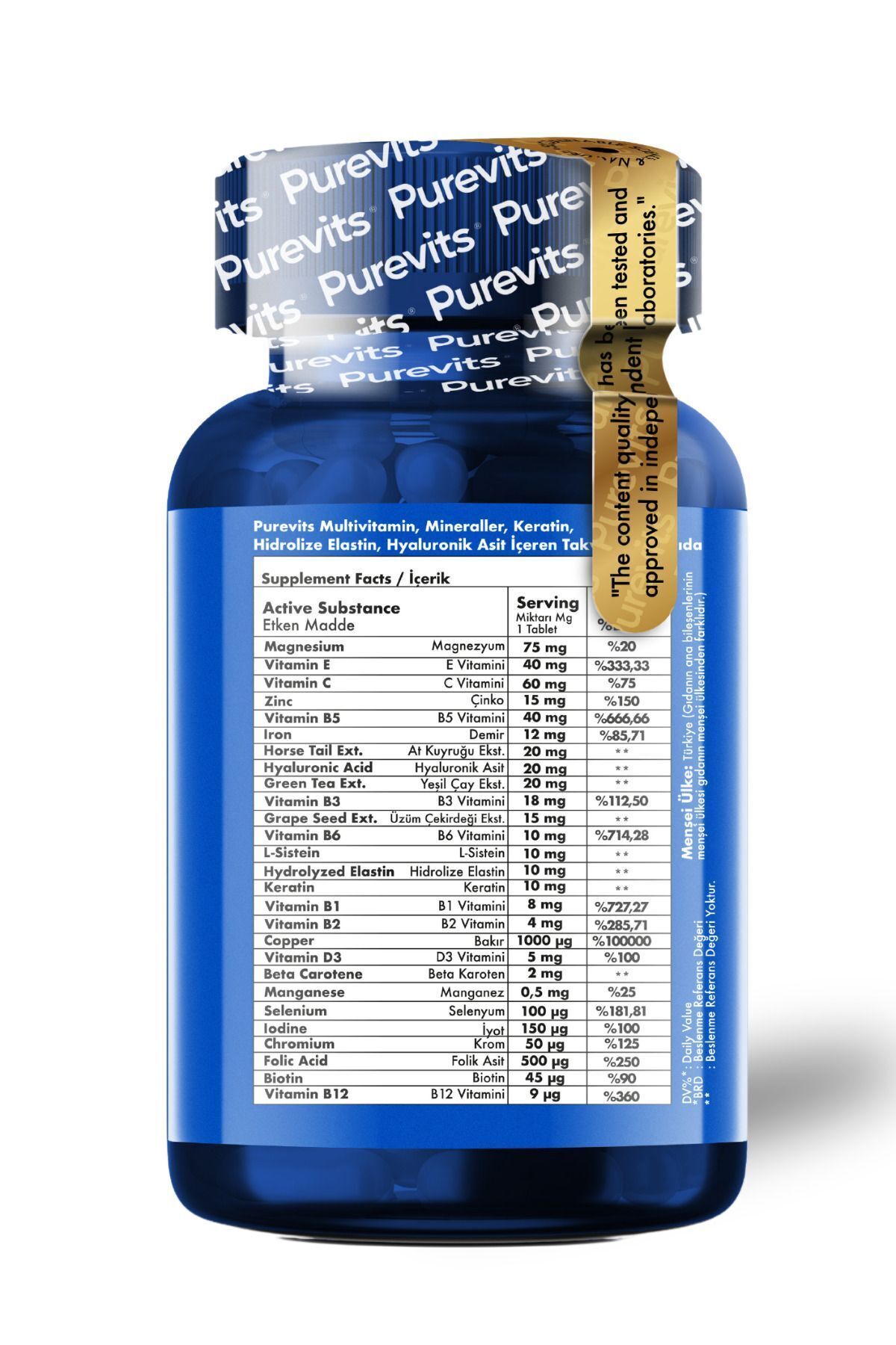 Green Factor Multivitamin Mineral Complex - Keratin - Hyaluronik Asit – Folik Asit - 30 Adet