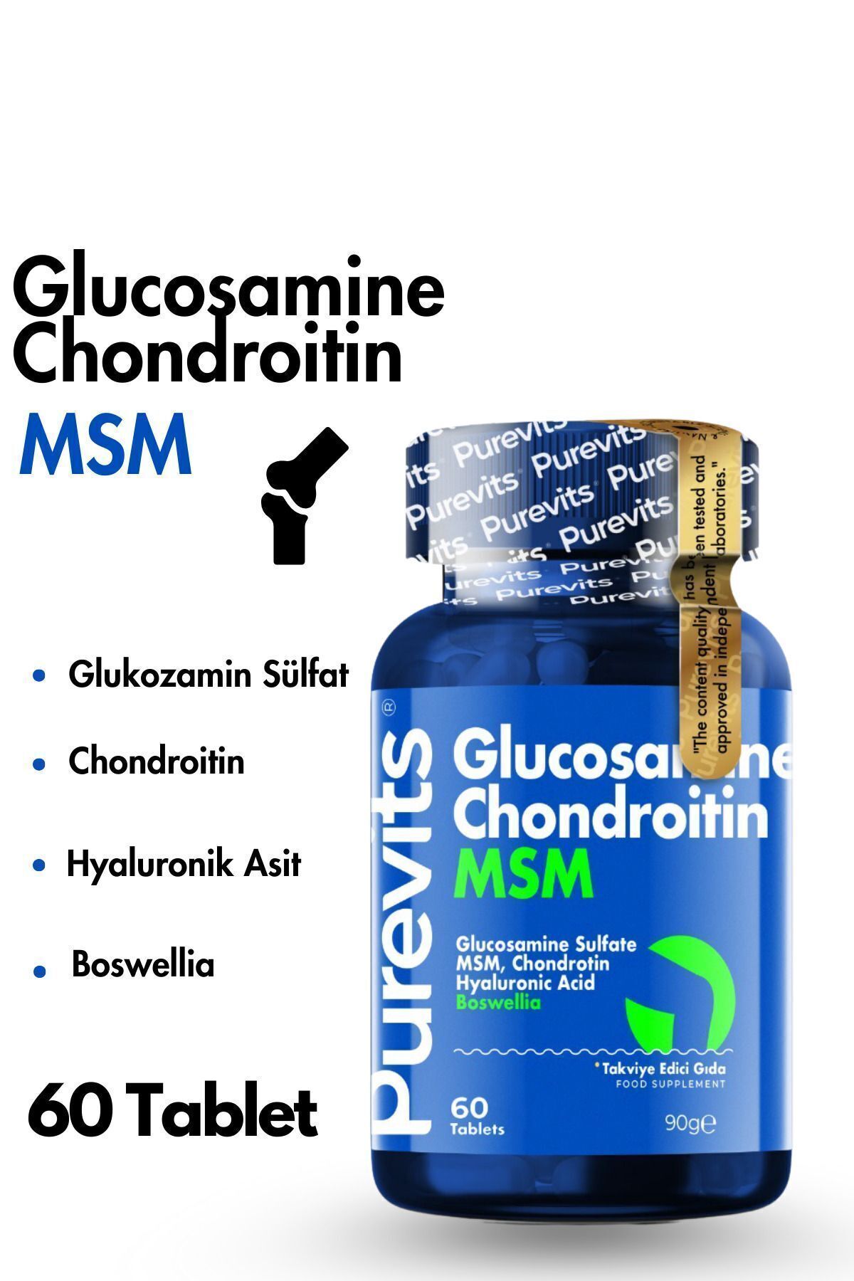 Glucosamine - Chondroitin - MSM – Boswellia - Hyaluronik Asit - 60 Adet Tablet