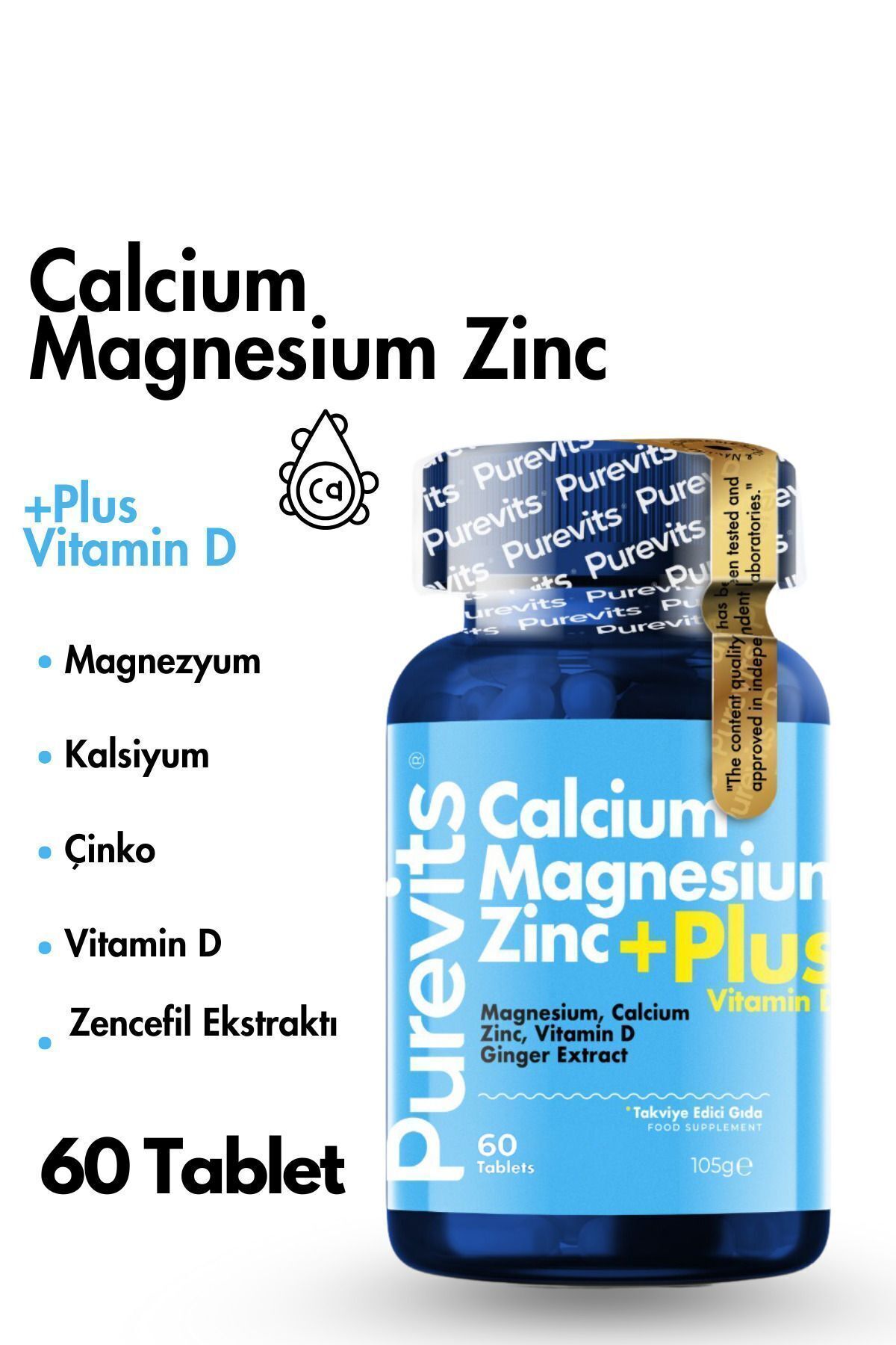 Kalsiyum – Magnezyum- Çinko- Vitamin D Plus - 60 Adet Tablet