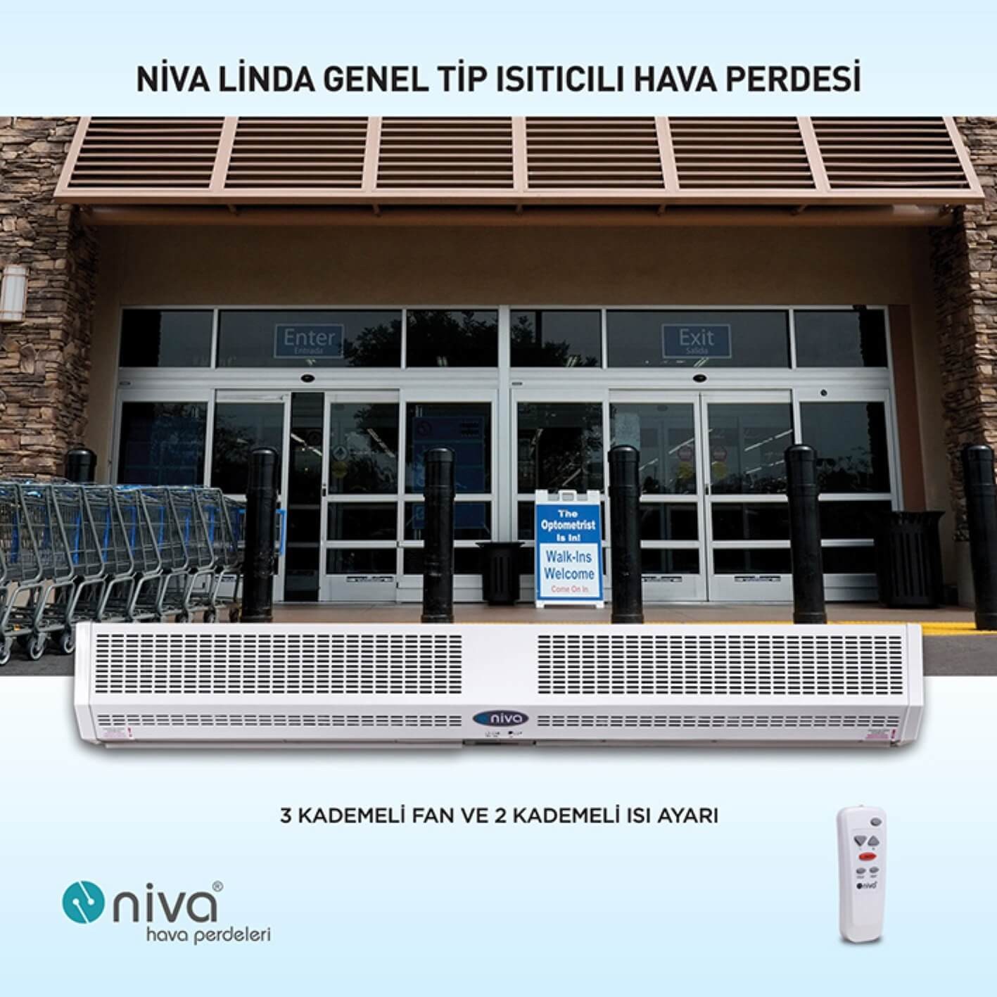 Niva Linda Genel Tip Isıtıcılı Hava Perdesi 