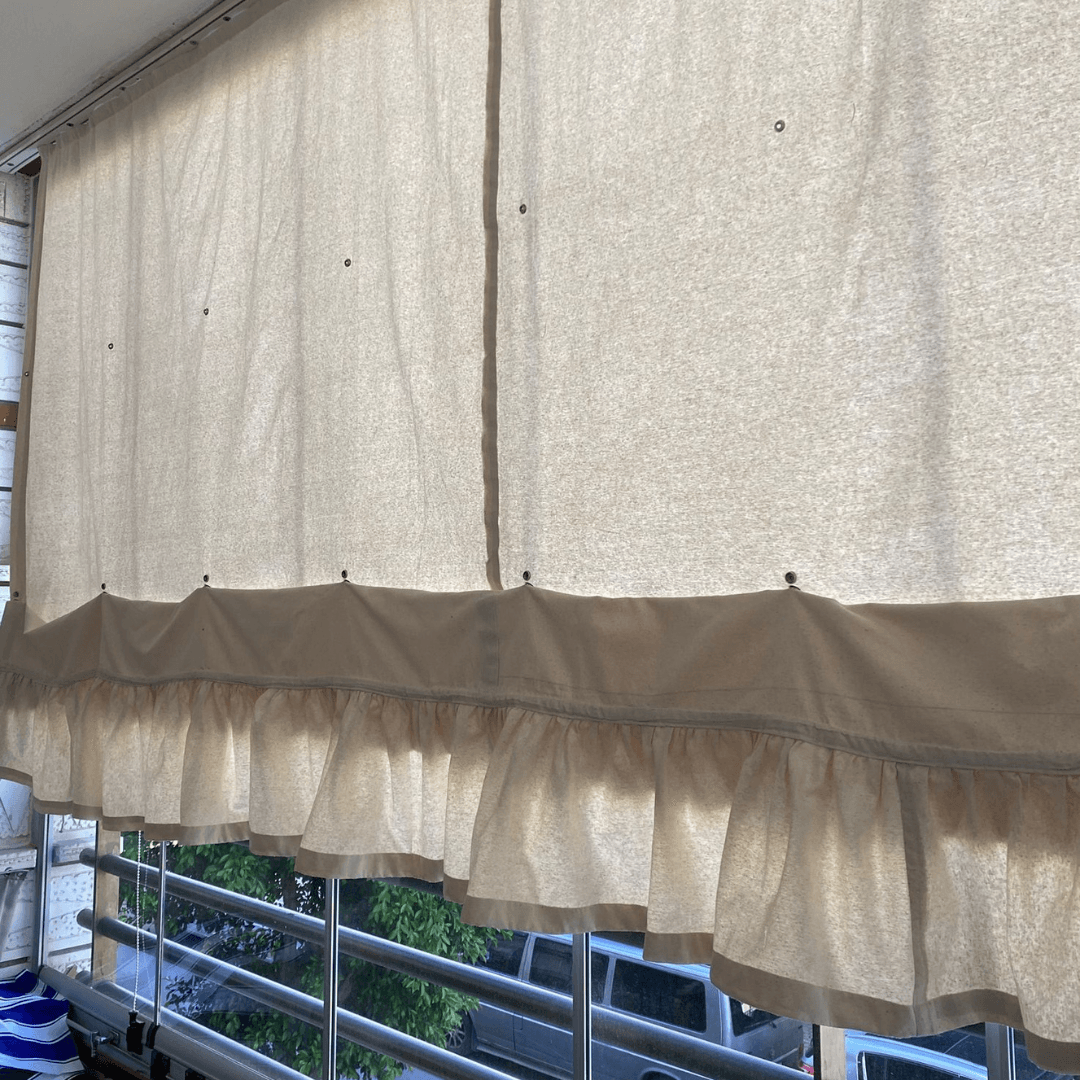 Çıtçıtlı Fırfırlı Balkon Perdesi