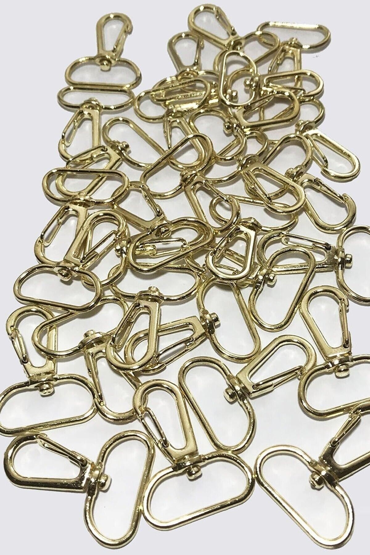Gold Makrome Anahtarlık Aparatı 100 Adet Telli Kanca Klipsi Anahtarlık Halkası