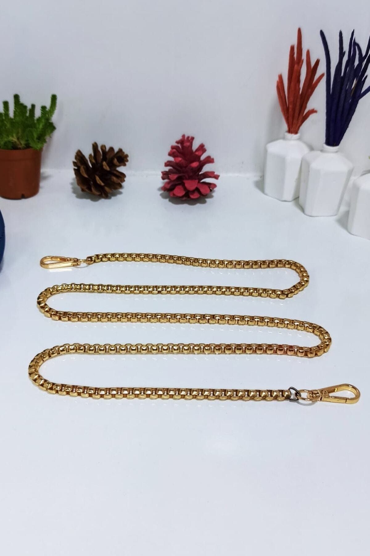 Gold Zincir Çanta Sapı 120 Cm Kancalı