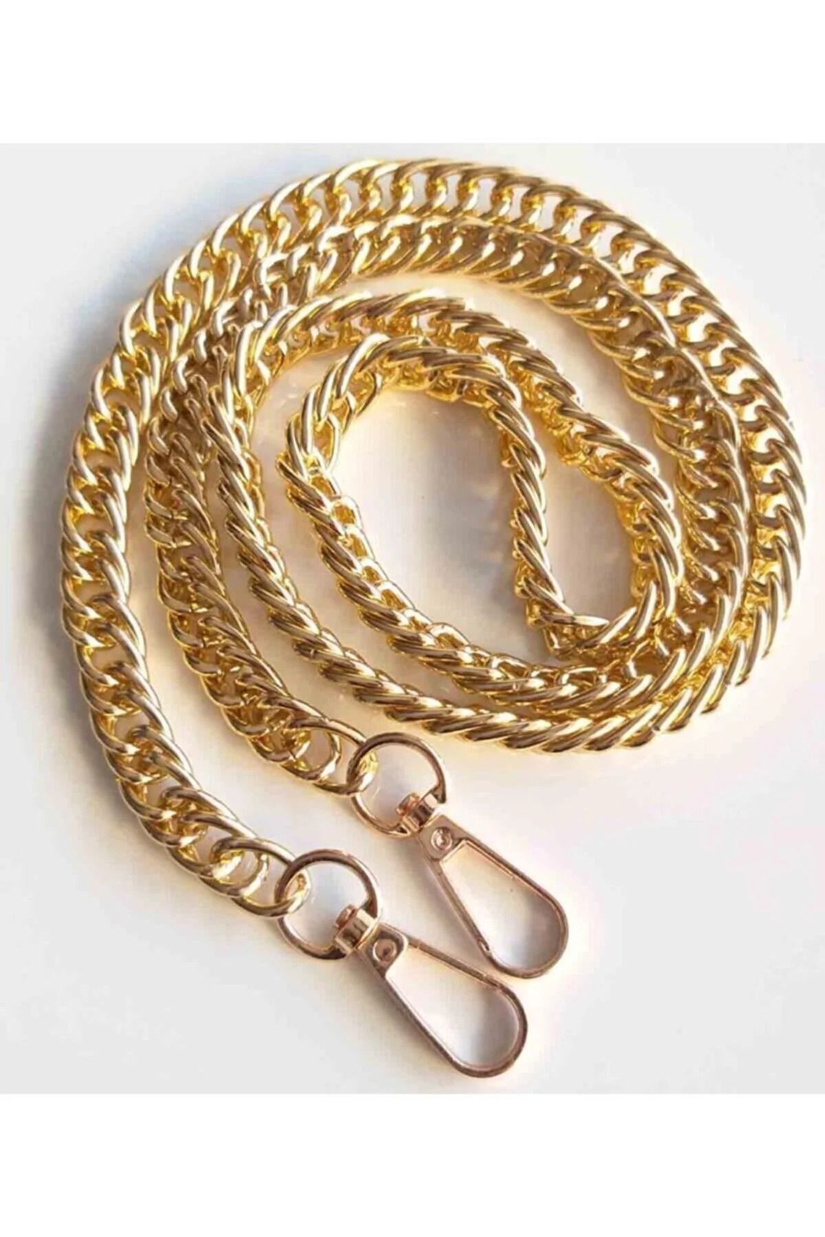 Çanta Sapı Çift Halkalı Light Gold Zincir Kancalı 100 cm Çanta Askısı