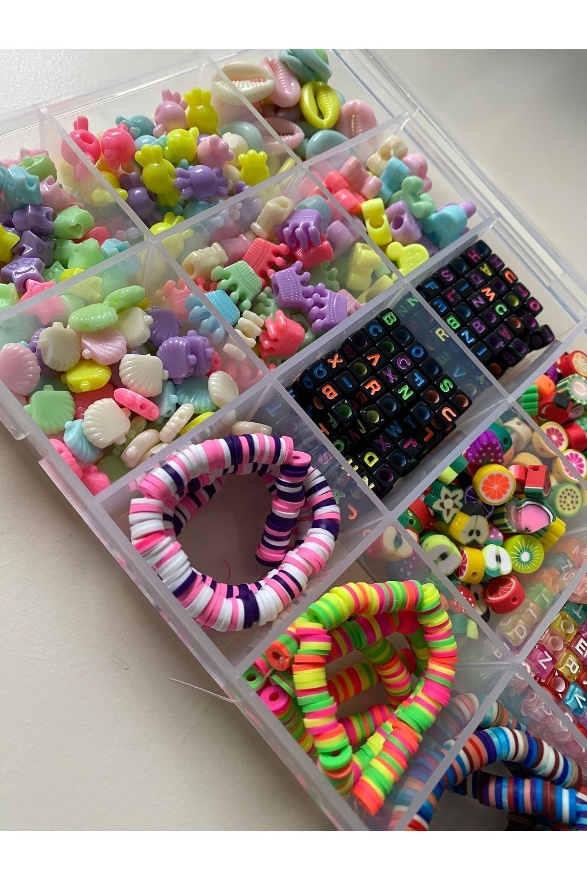 Soft Ve Canlı Renk Figür Boncuk, Harf Boncuk, Fimo Meyve ve Fimo Çocuk Hobi Seti