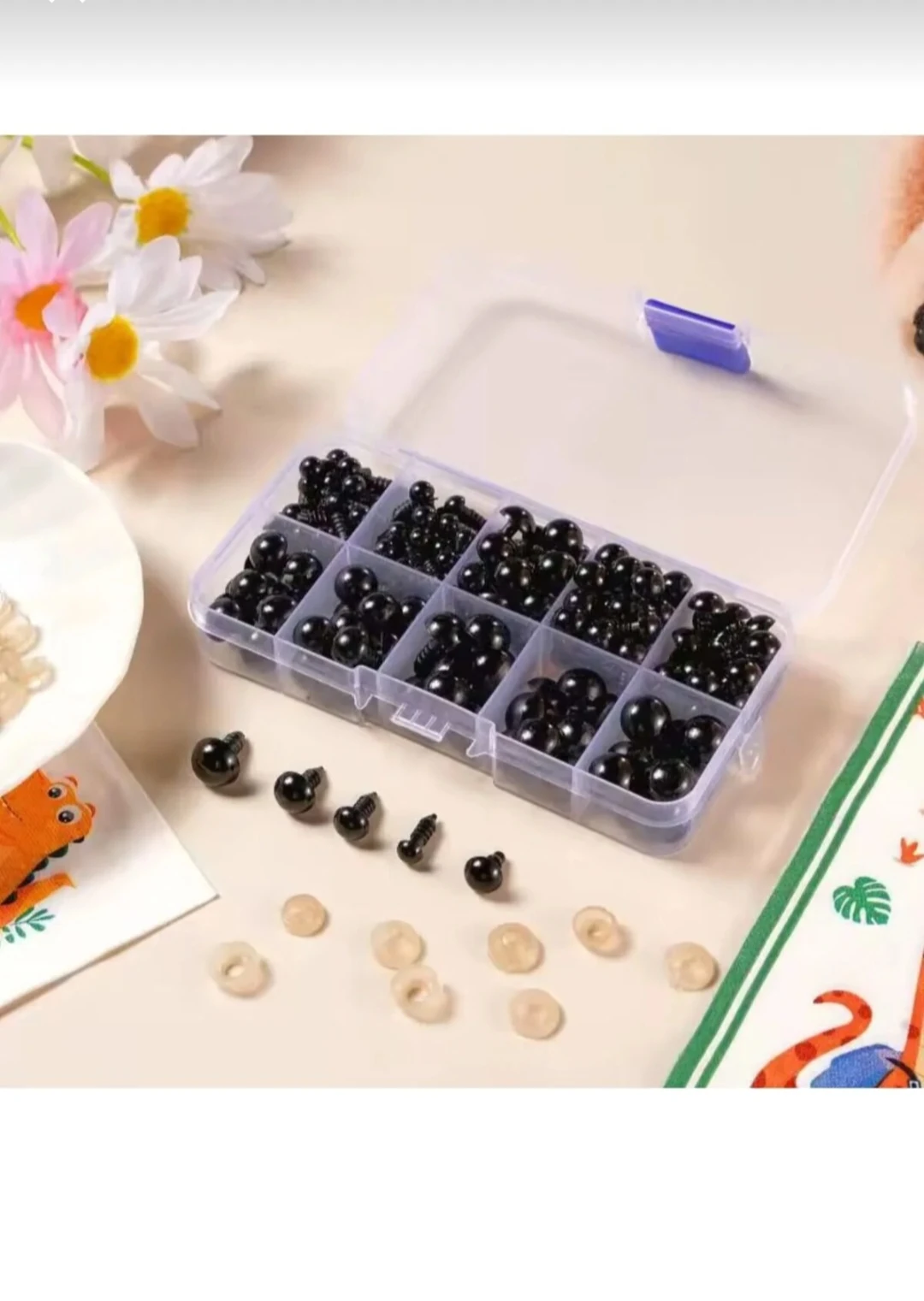 Amigurumi Vidalı Göz Kutulu göz seti, oyuncak plastik göz, peluş oyuncak gözü 100 adet