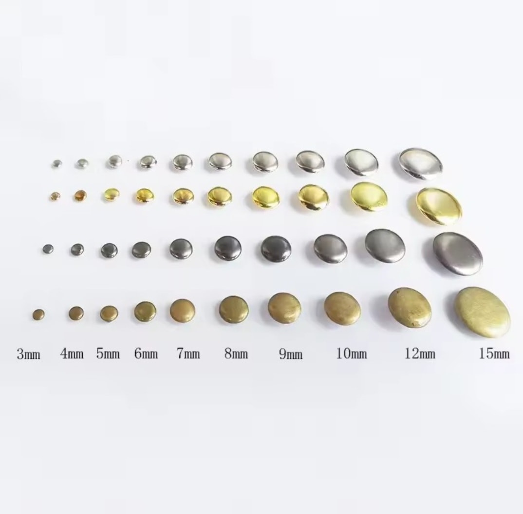 100 takım 3mm ~ 10mm Metal Tek Kapaklı Perçinler Çıtçıt Yuvarlak Perçin Deri El Sanatları çanta kemeri Giysiler Şapka Ayakkabı Pet Yaka Dekor