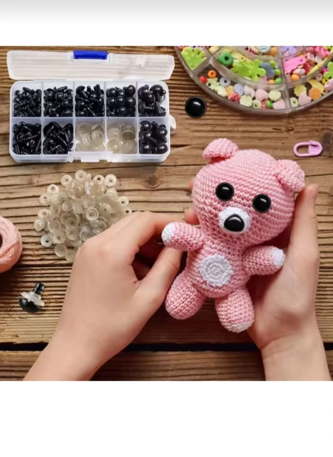 Amigurumi Vidalı Göz Kutulu göz seti, oyuncak plastik göz, peluş oyuncak gözü 100 adet
