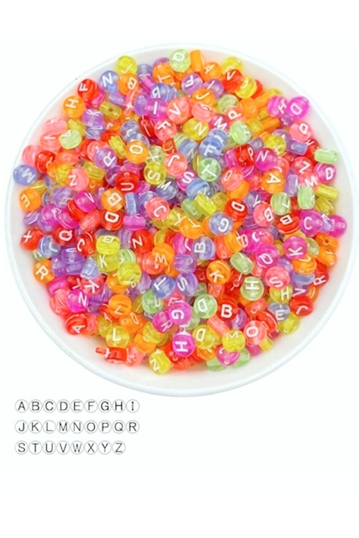 Yassı Renkli Şeffaf Harf 200 Adet 4x7 mm