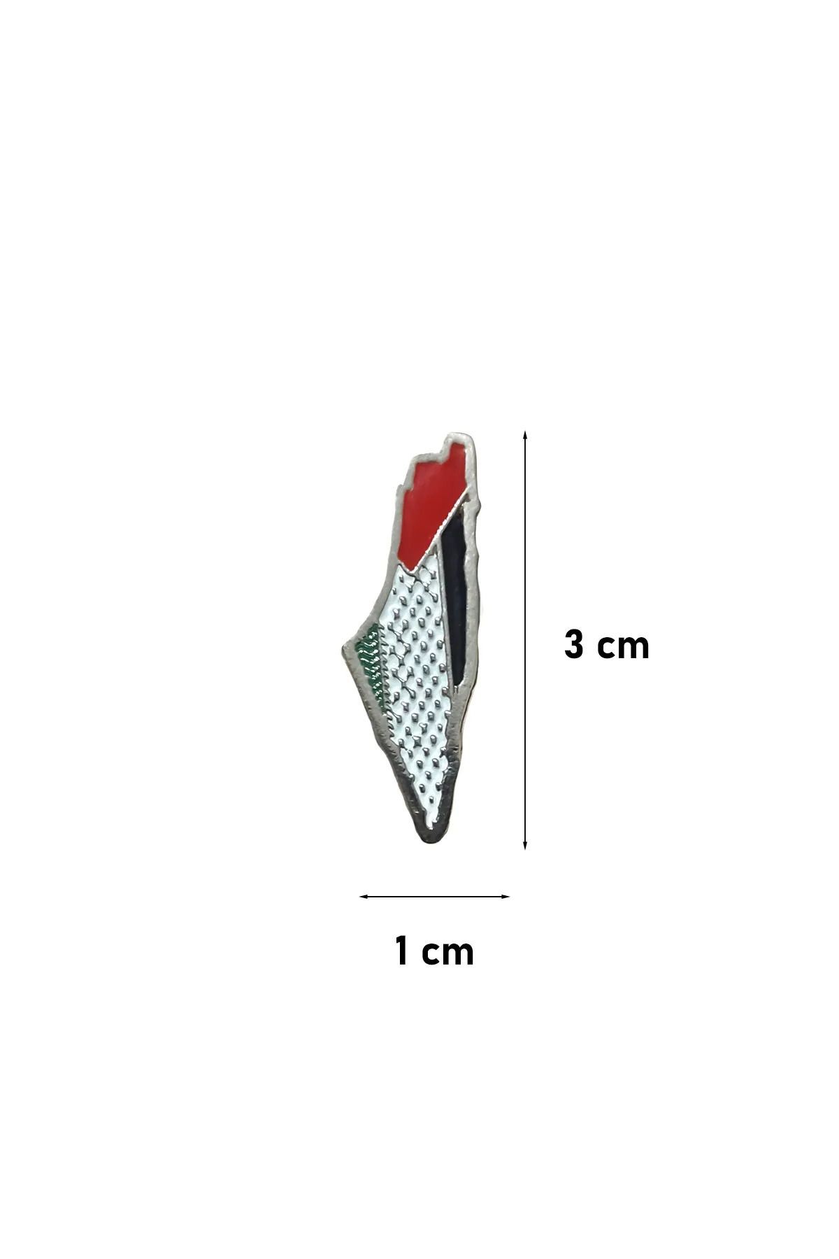 Filistin Haritası Tasarımlı Renkli Gümüş Renk Metal Yaka Rozeti 1 Adet