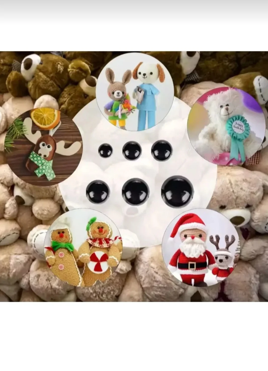 Amigurumi Vidalı Göz Kutulu göz seti, oyuncak plastik göz, peluş oyuncak gözü 100 adet