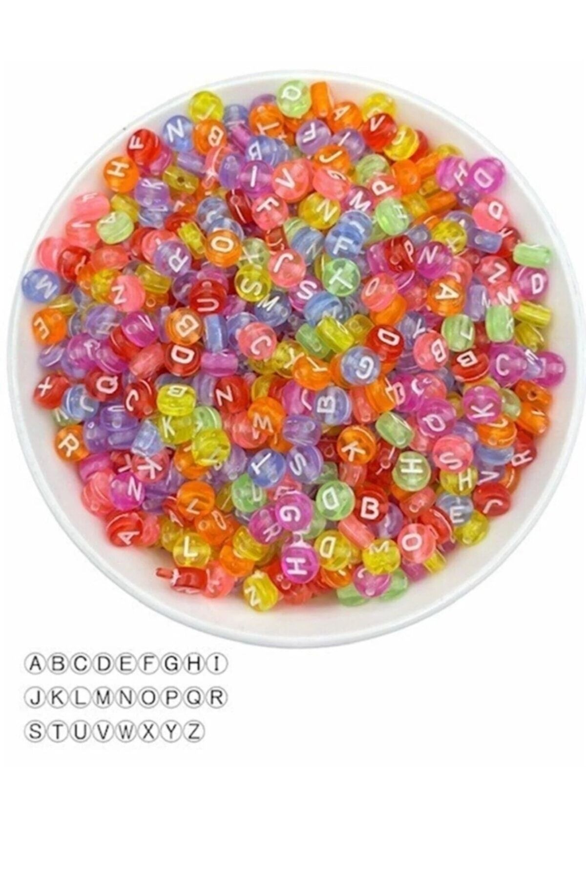 Yassı Renkli Şeffaf Harf 200 Adet 4x7 mm