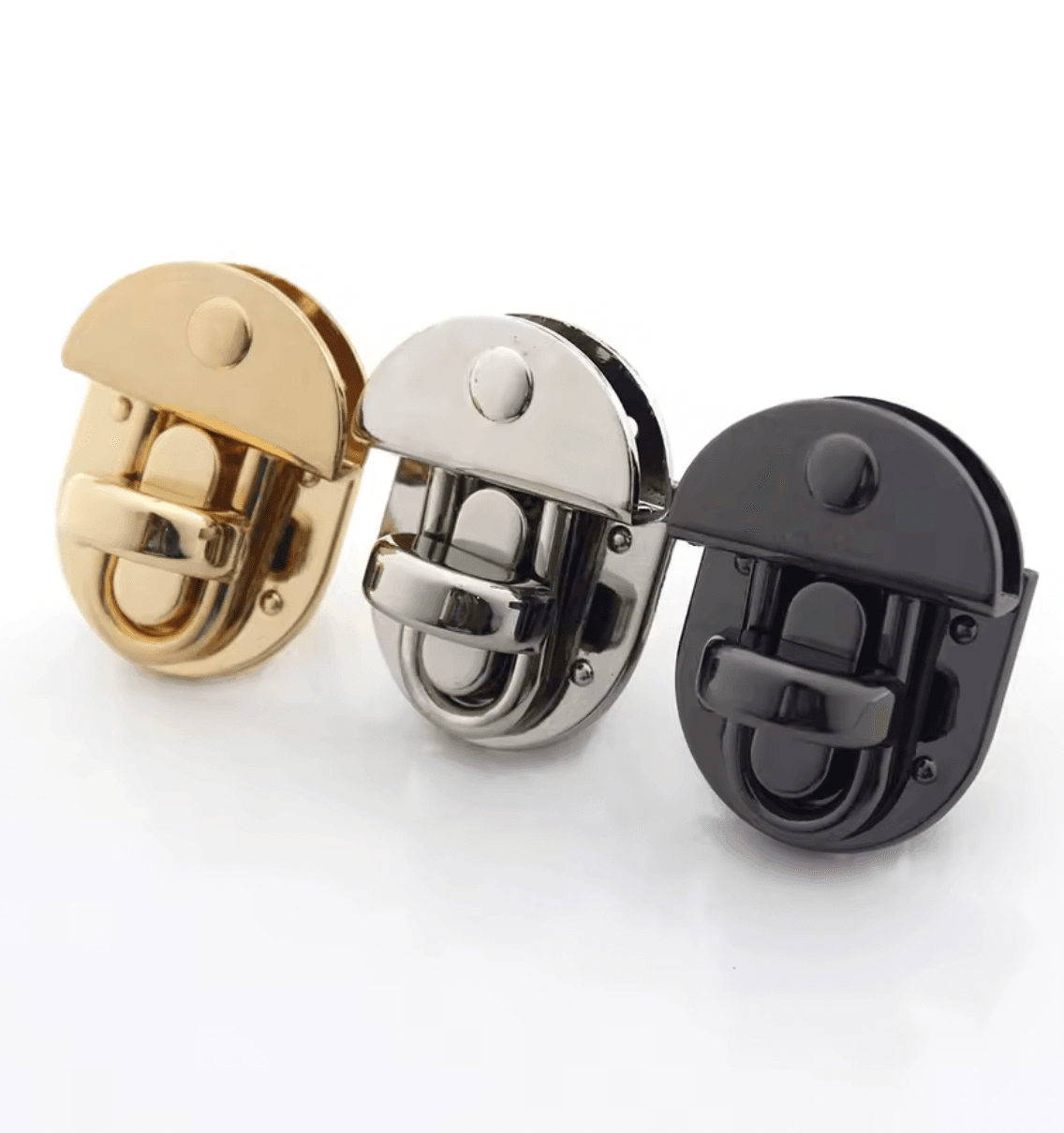 Oval Metal Çanta Kilidi 5 Adet (Gold, Gümüş ve Siyah)