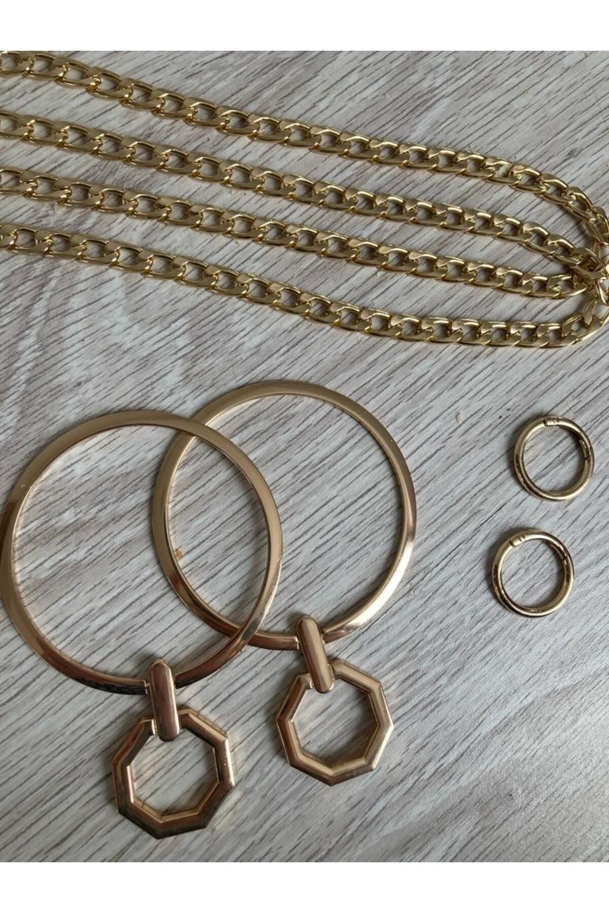 Metal Çanta Sapı, Zinciri ve Halkası 3'lü Set