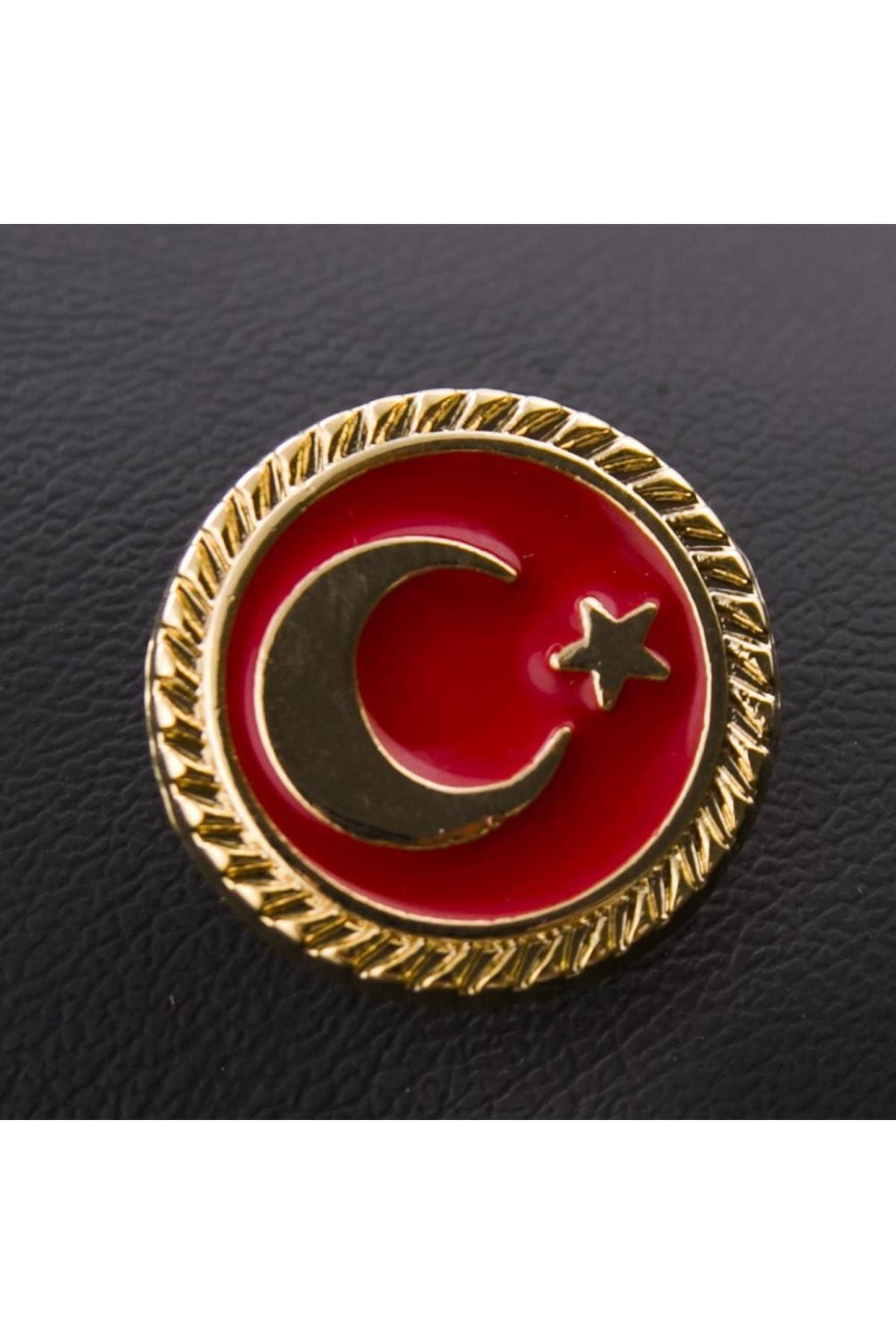 Ay Yıldız Yaka Rozeti Yuvarlak Tasarım