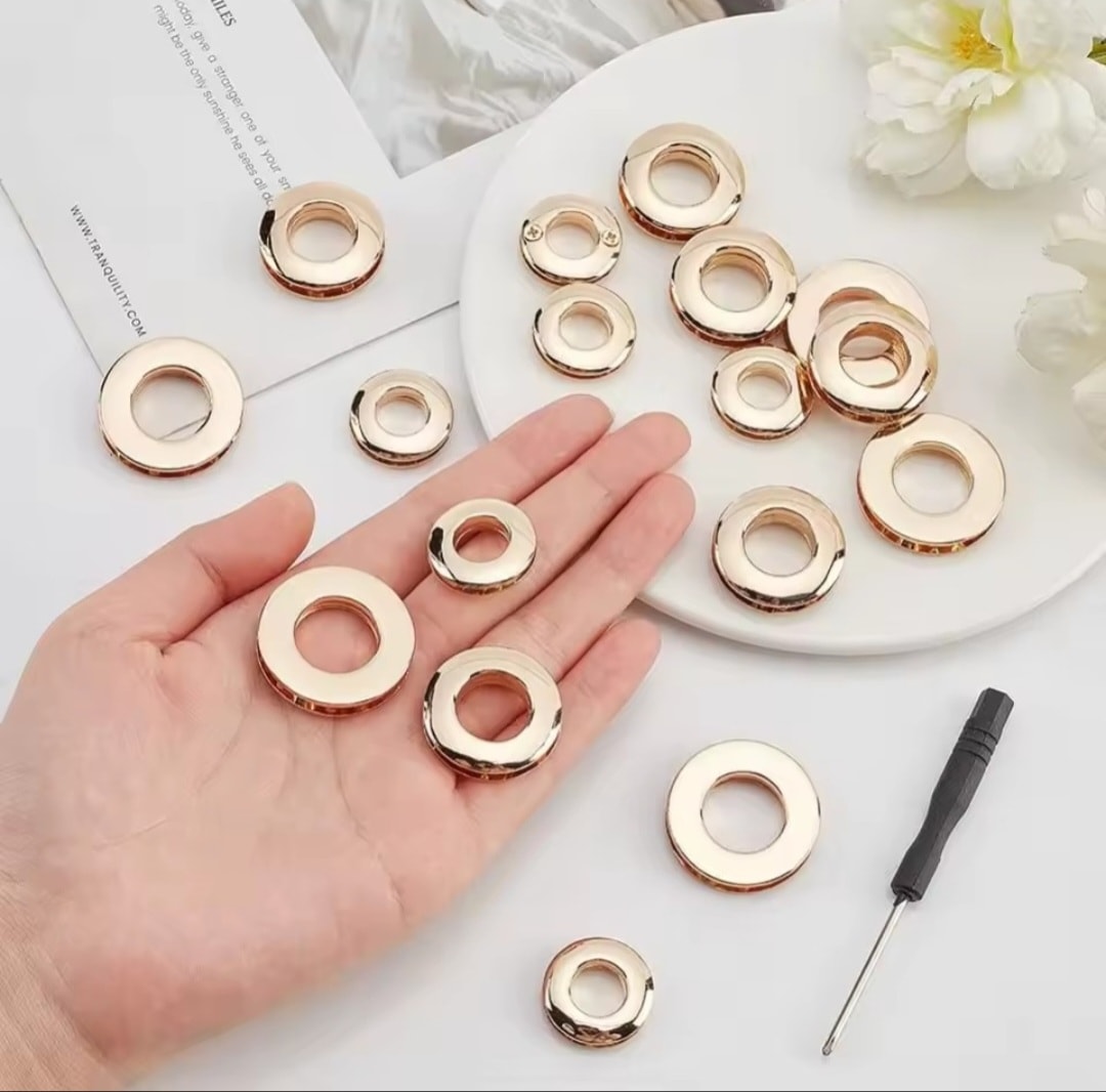 18 adet alaşım halkalar Grommets, Metal vida-birlikte halkalar 10.5/13.8/16mm yuvarlak Grommet yapış delik o-ring çanta döngü konektörü