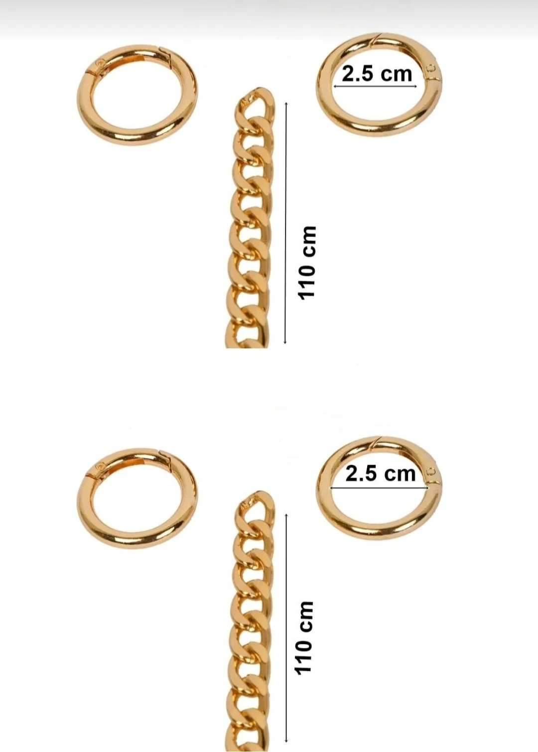 Yaylı Halkalı Çanta Zincir Set Uzunluk: 110 Cm Halka: 2.5 Cm (2 Li Set)