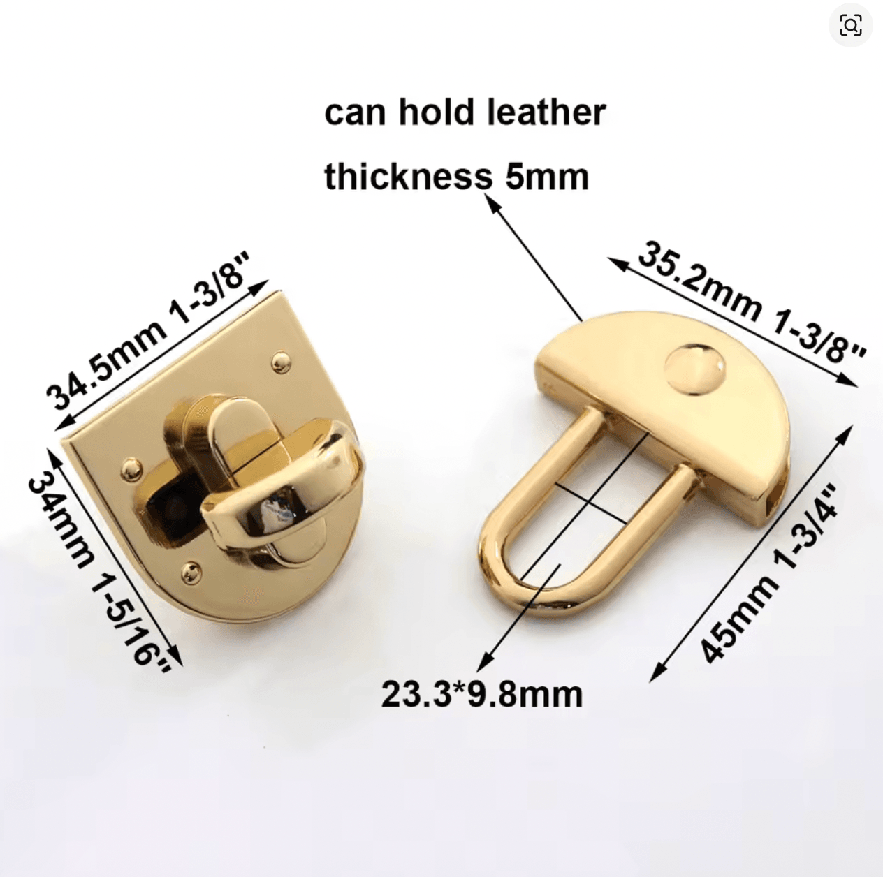 Oval Metal Çanta Kilidi 5 Adet (Gold, Gümüş ve Siyah)