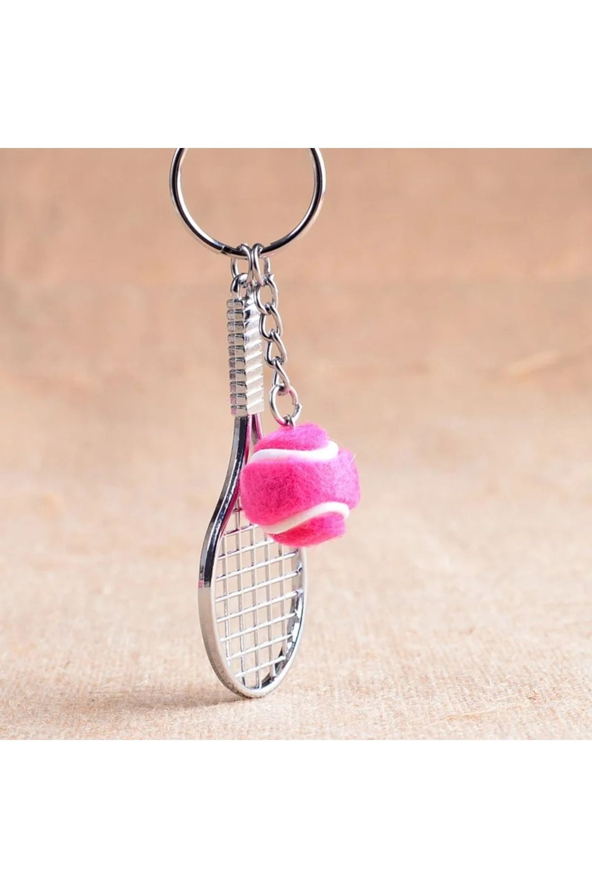 Tenis Raketi Anahtarlık Sevimli Spor Anahtar ve Çanta Süsü 4 Adet