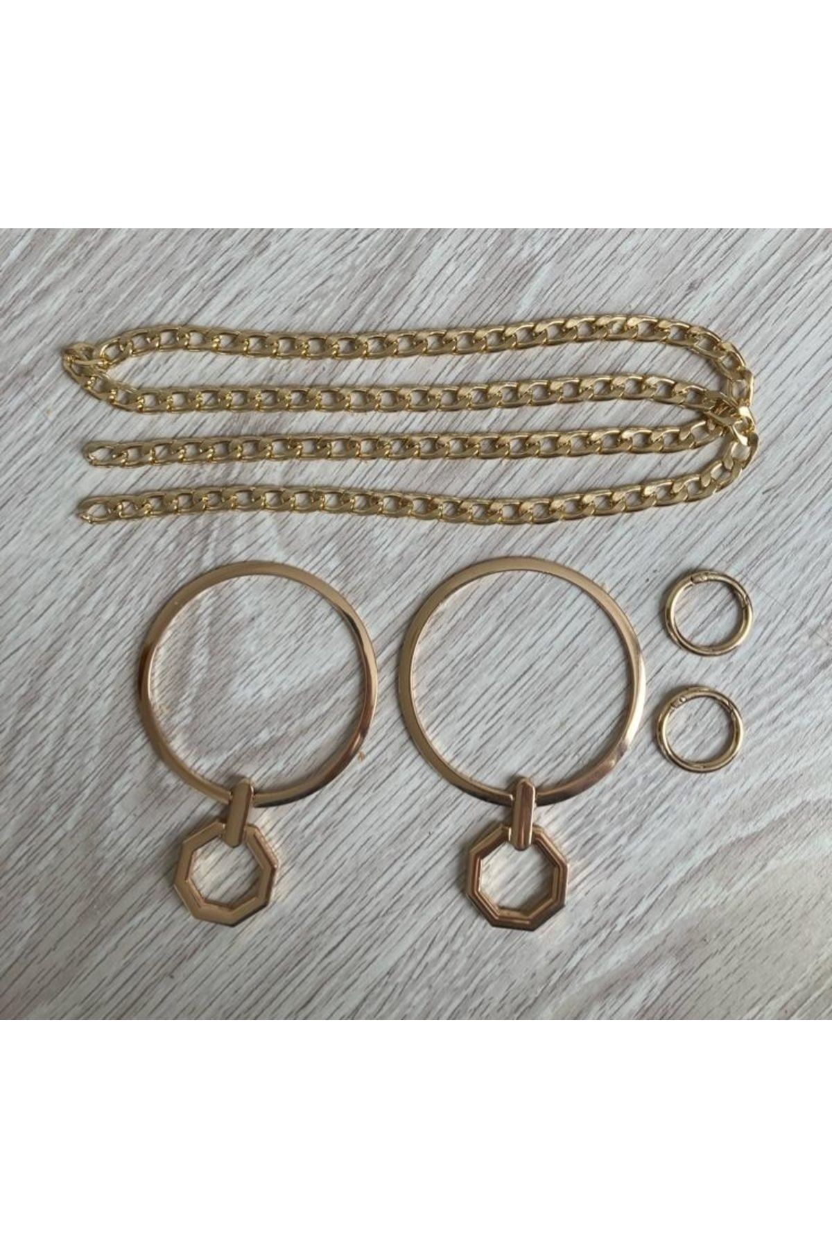 Metal Çanta Sapı, Zinciri ve Halkası 3'lü Set