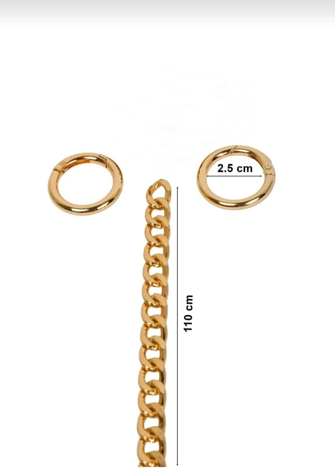 Yaylı Halkalı Çanta Zincir Set Uzunluk: 110 Cm Halka: 2.5 Cm (2 Li Set)