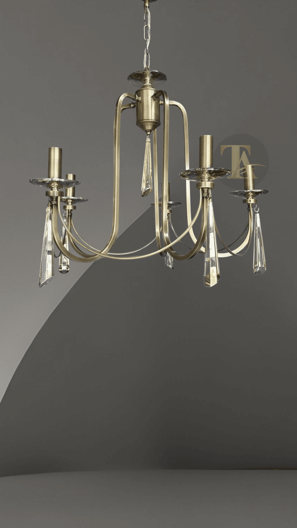 KONTES 5'Lİ AVİZE PRİZMA KRİSTAL
