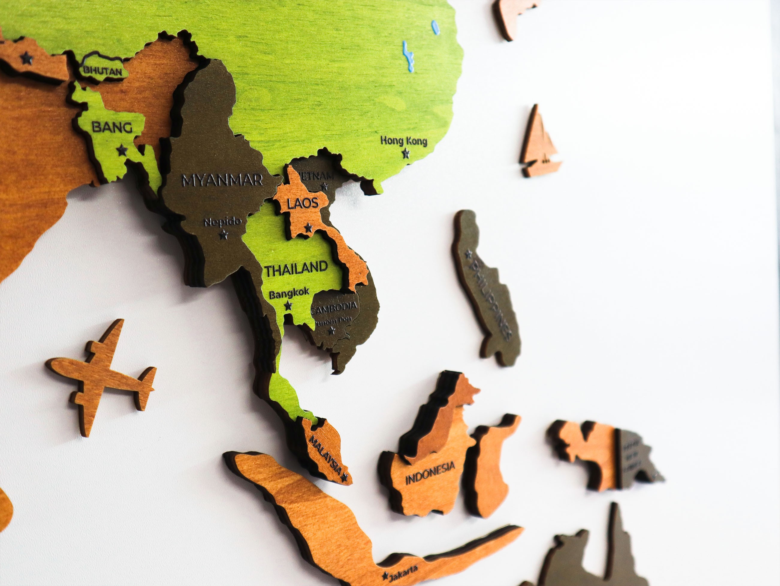 Olive Wooden World Map