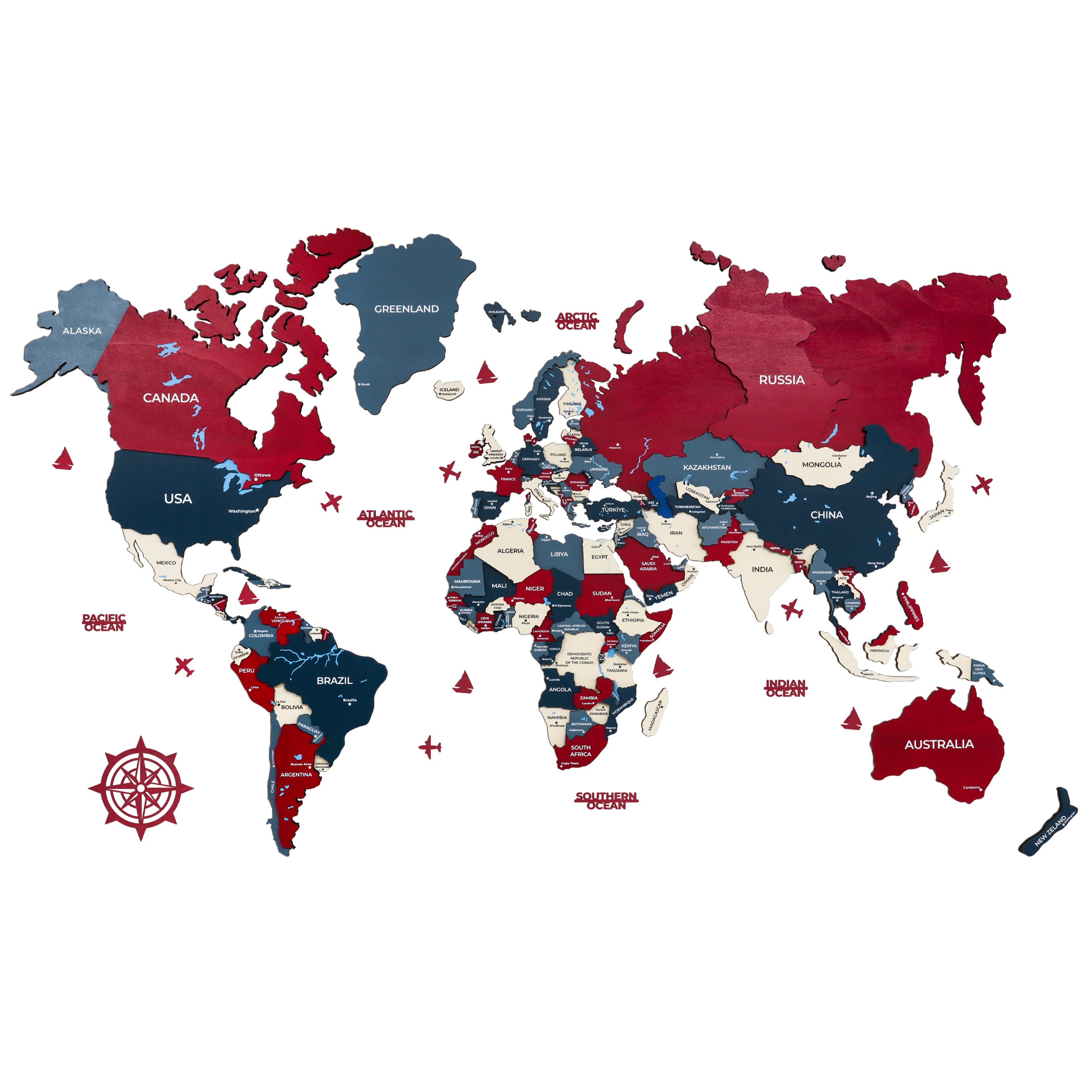 Mavera Wooden World Map