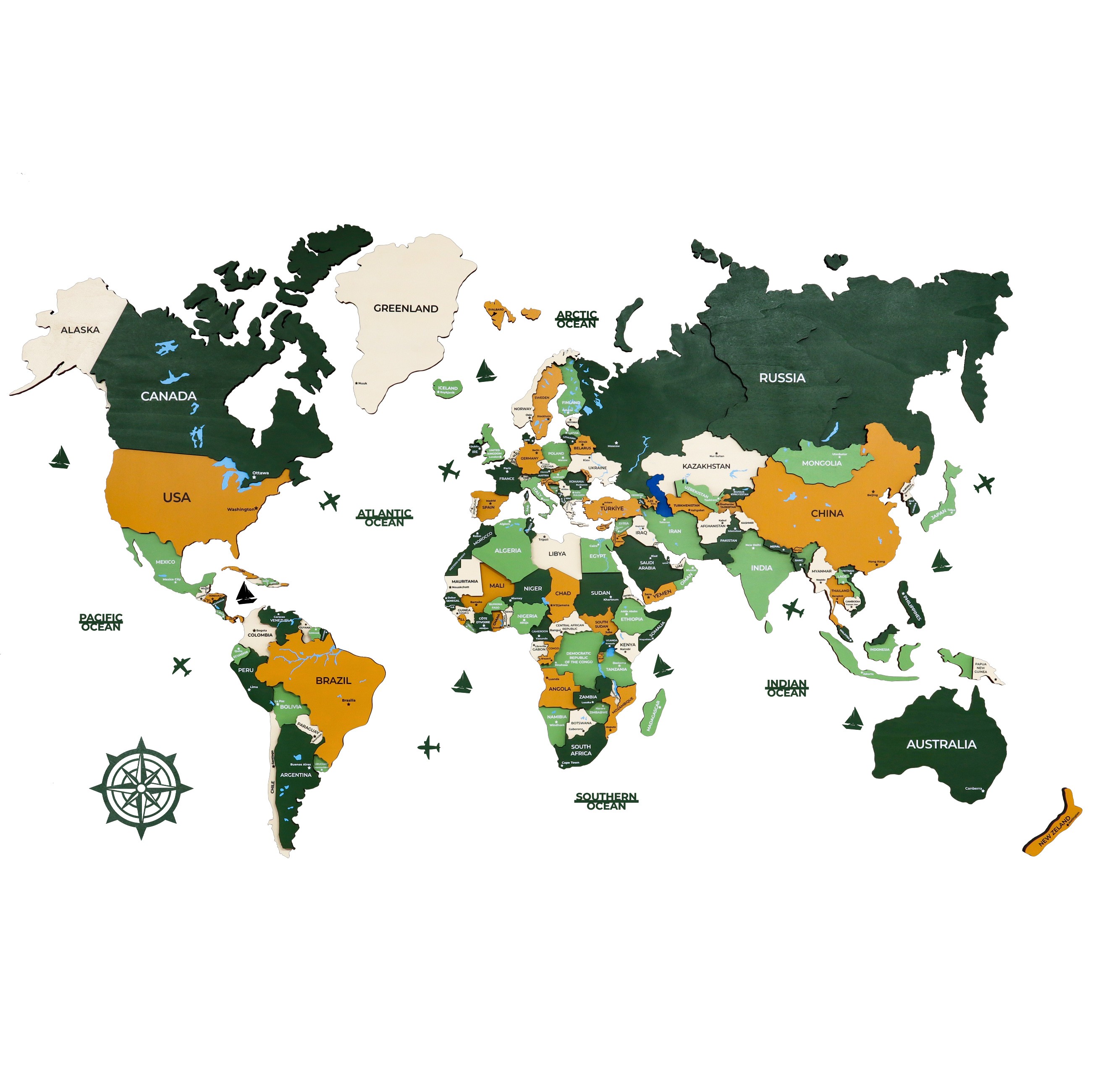 Likya Ahşap Dünya Haritası