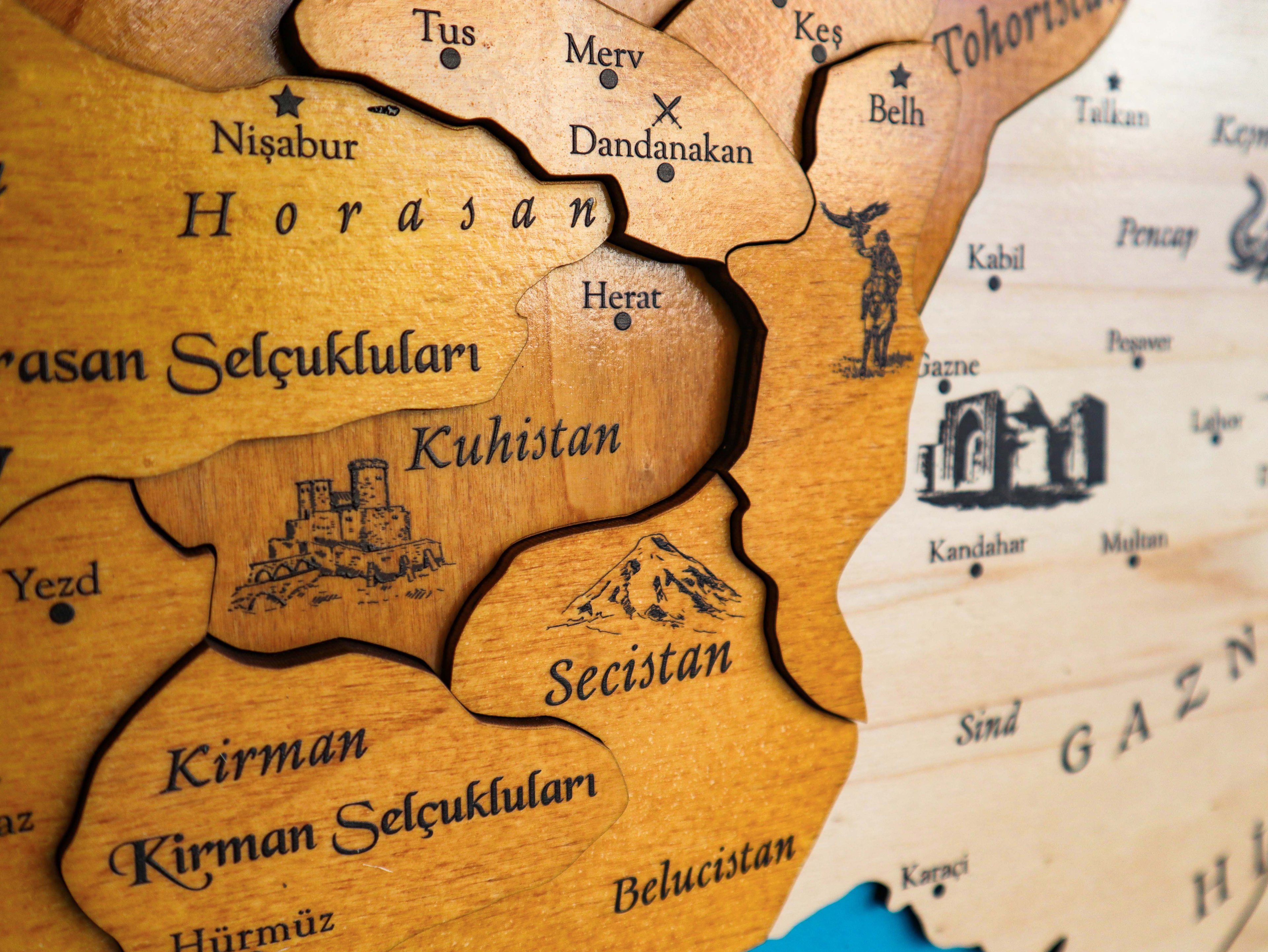 Seljuk Empire Karte aus Holz 