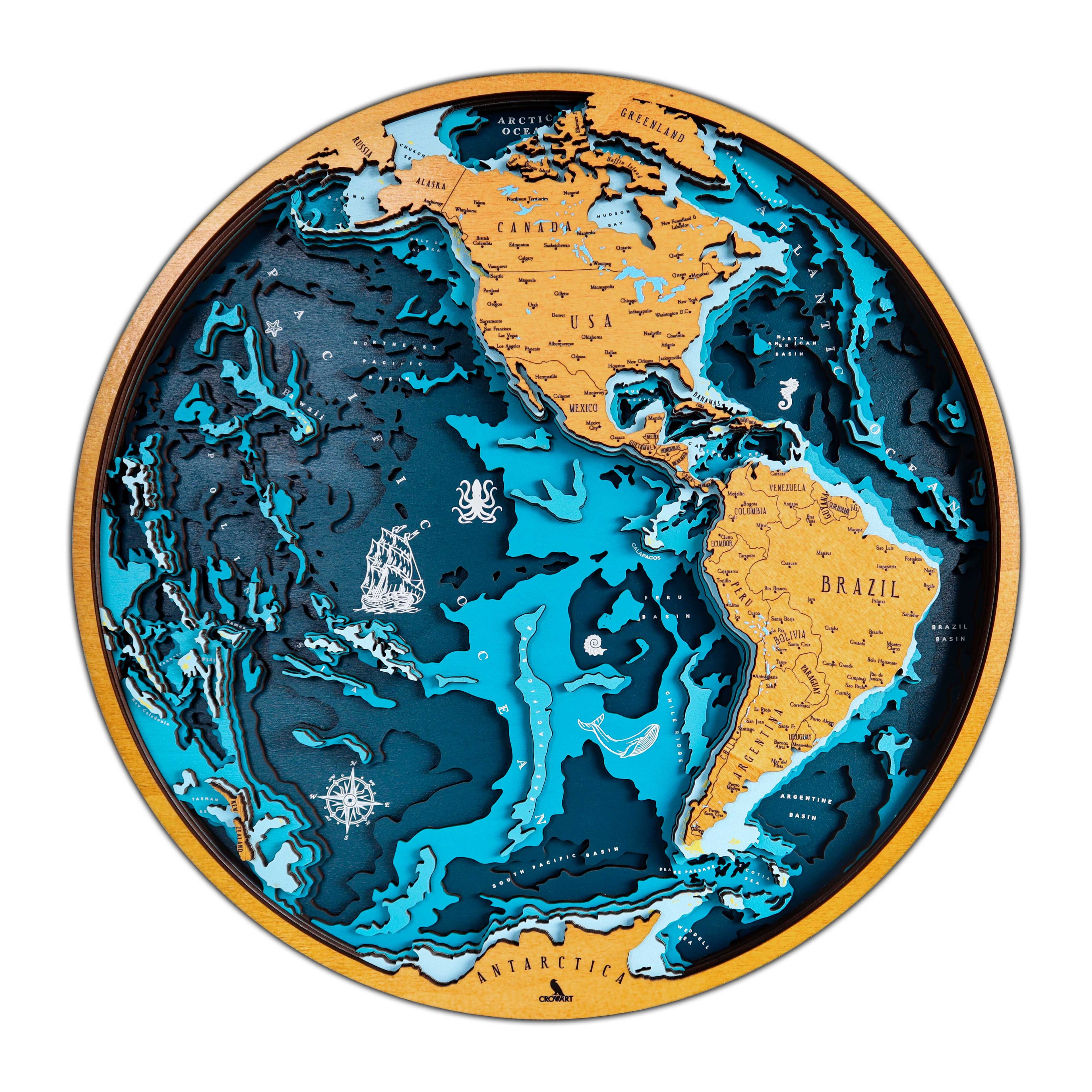 Bathymetric World Map - West