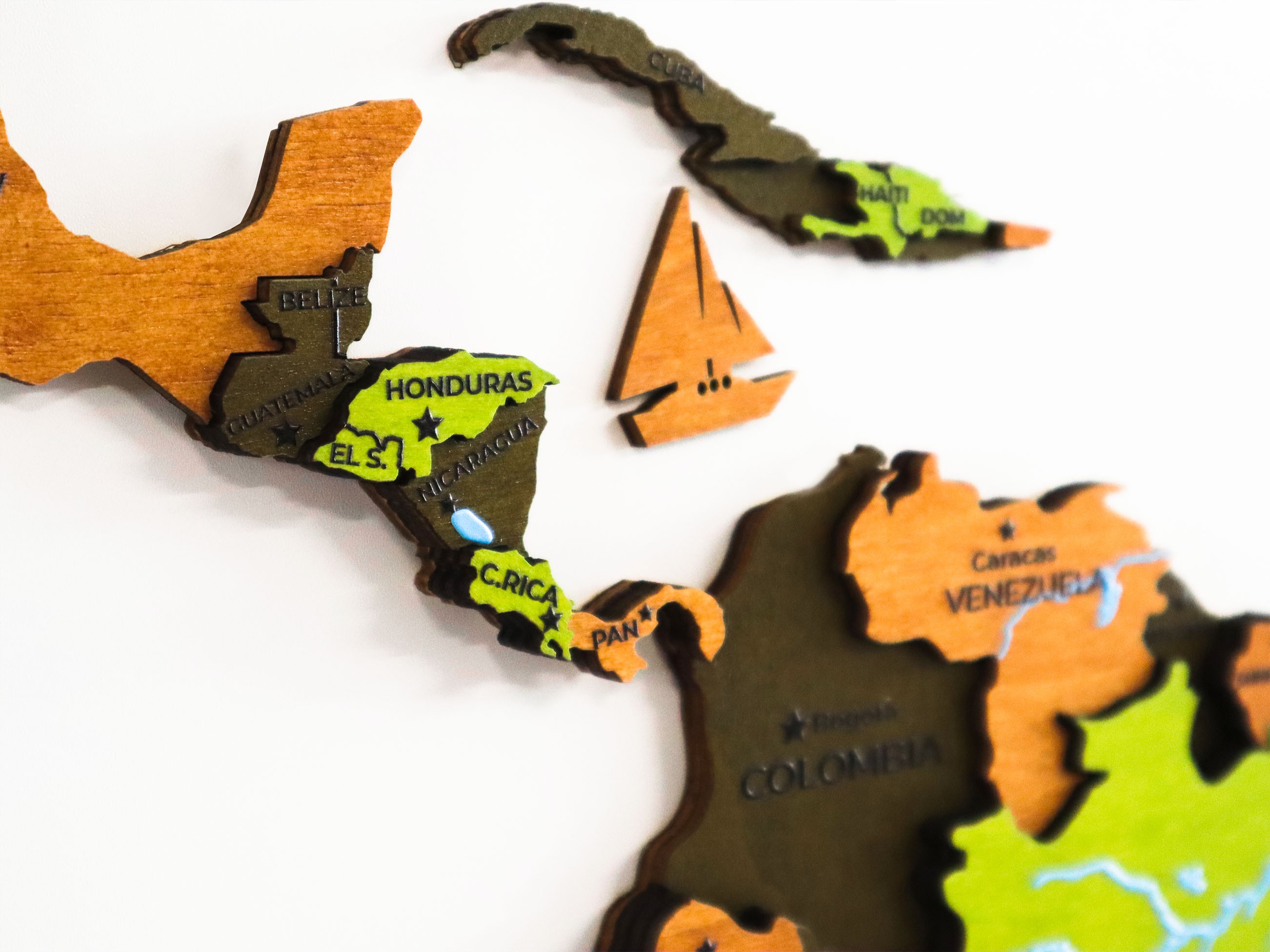 Olive Wooden World Map