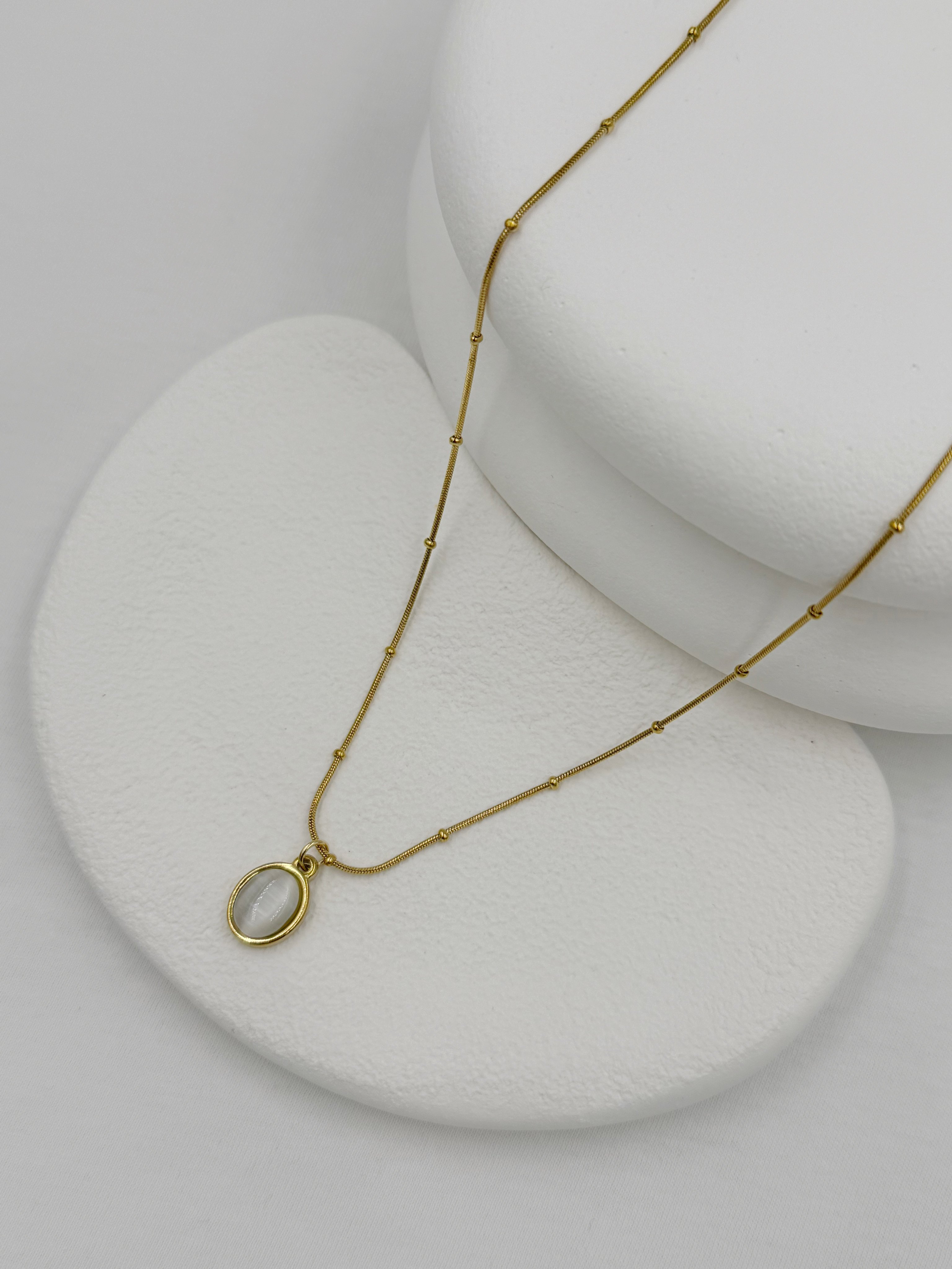 Dorikalı Sedef Çelik Kolye/40+5cm