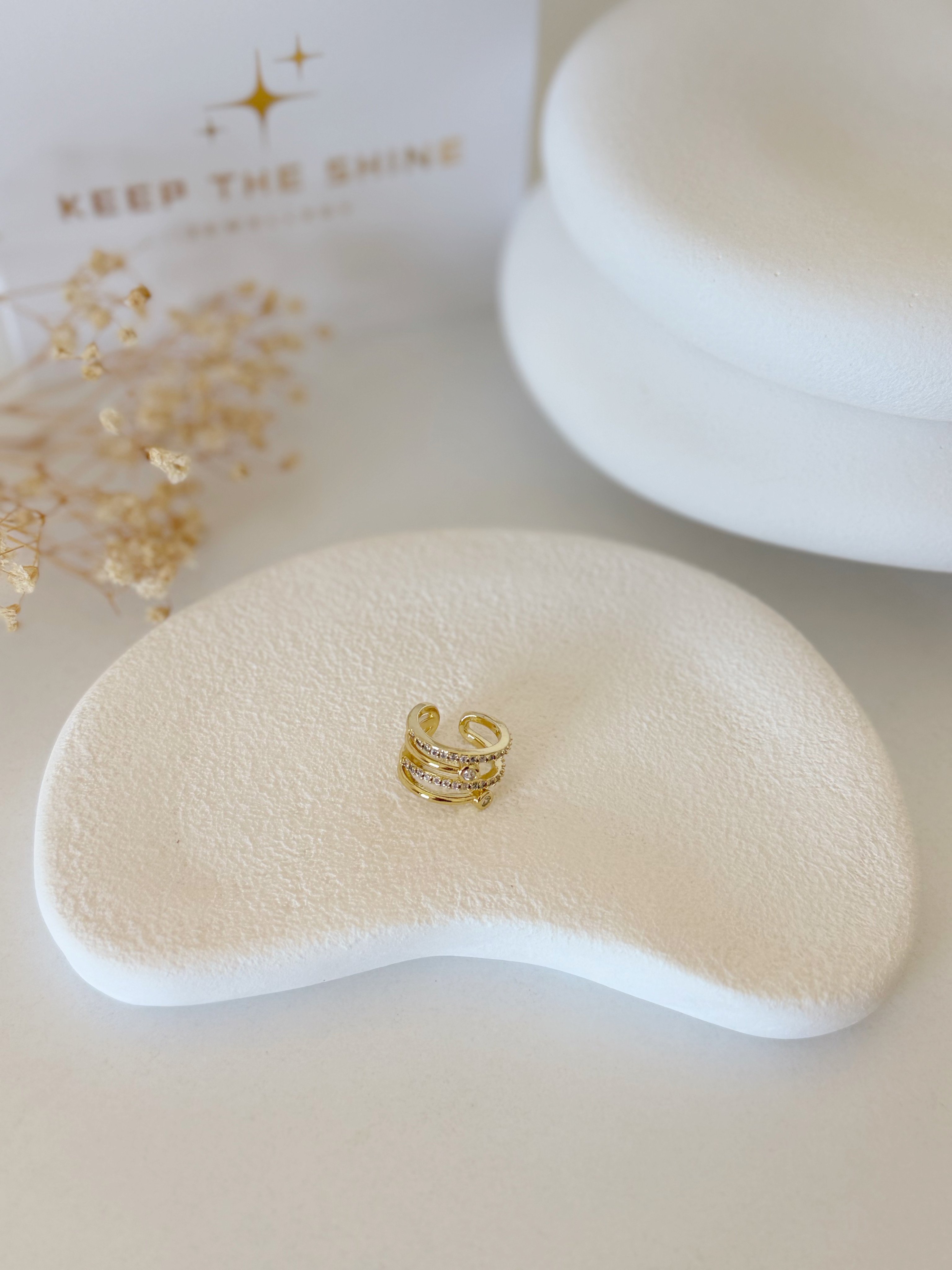 Dörr Şeritli Çelik Earcuff Küpe